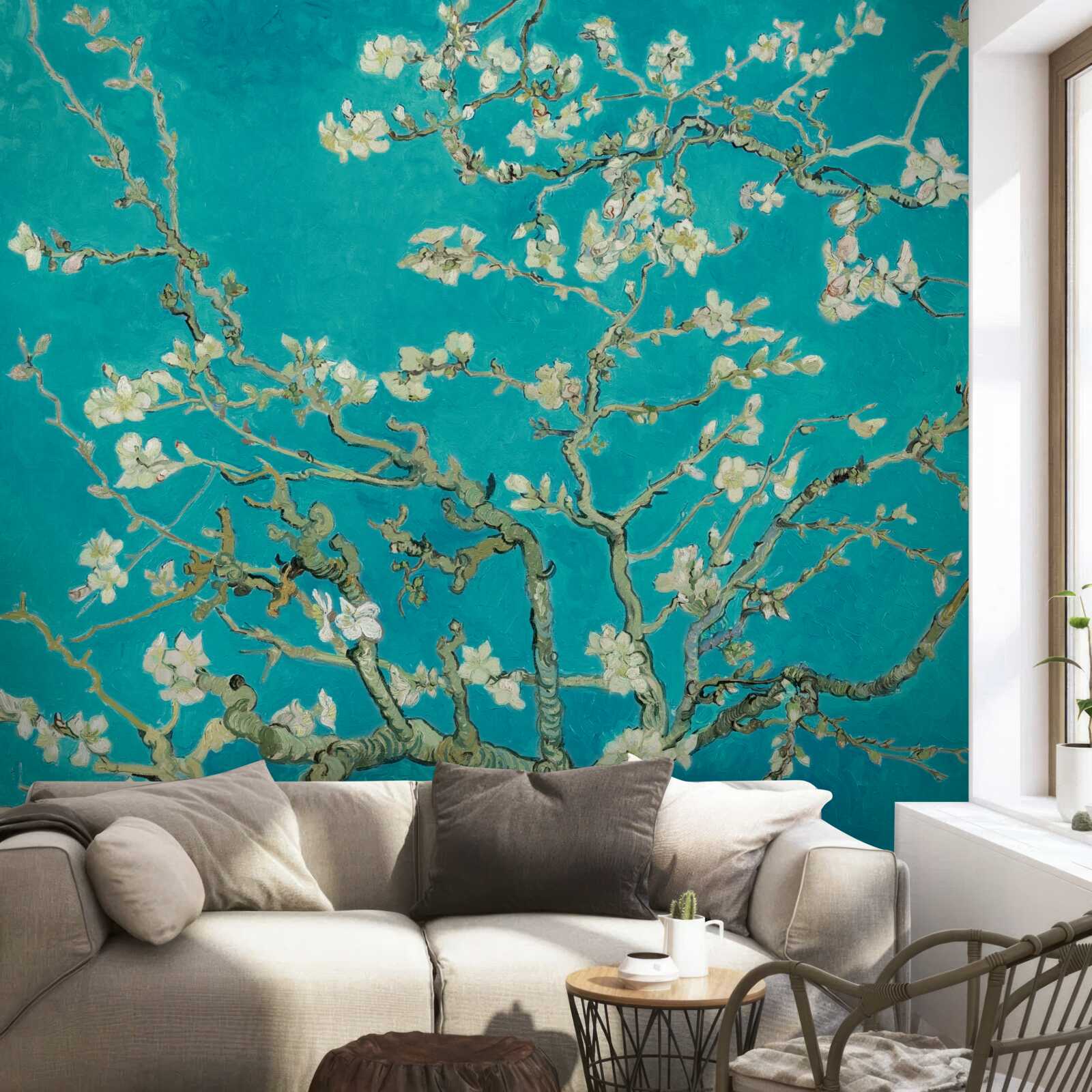 Papier peint branches d'amandiers en fleurs