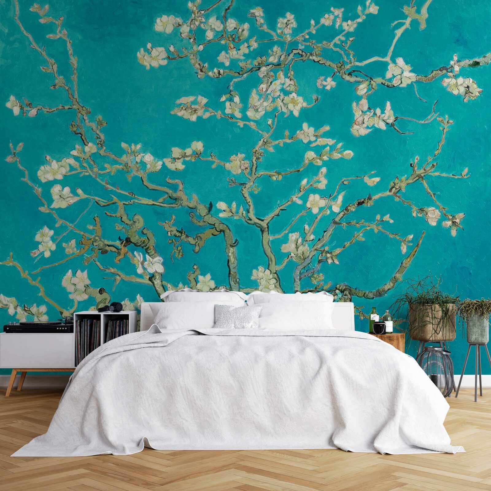 Papier peint branches d'amandiers en fleurs