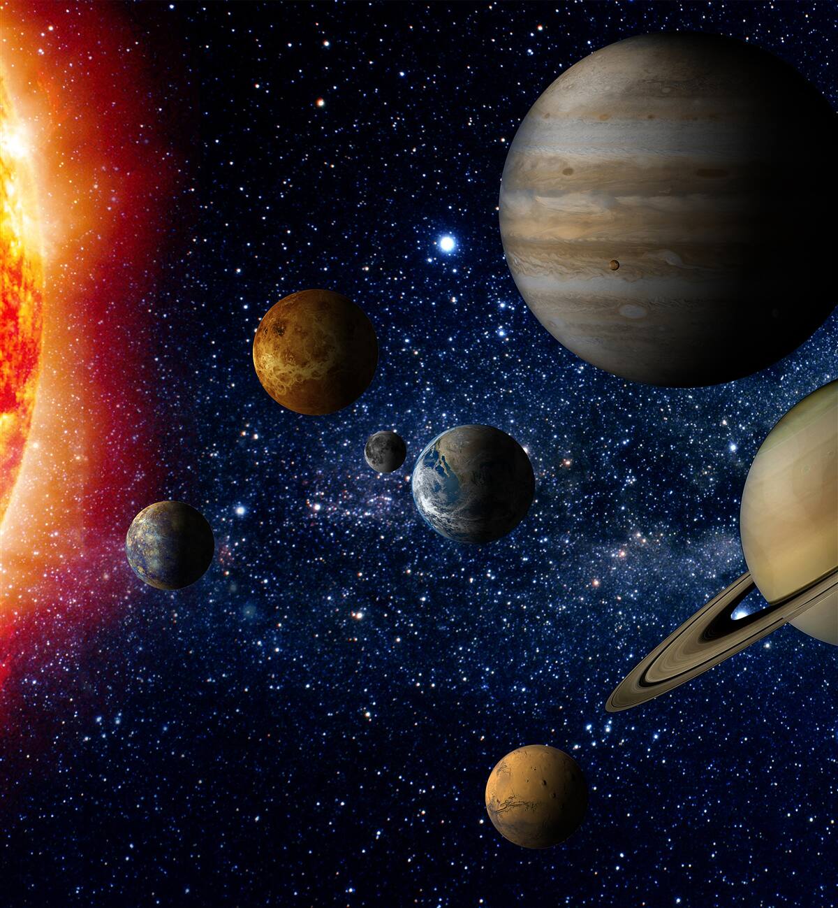 Papier peint mouvement processionnel des planètes autour du soleil