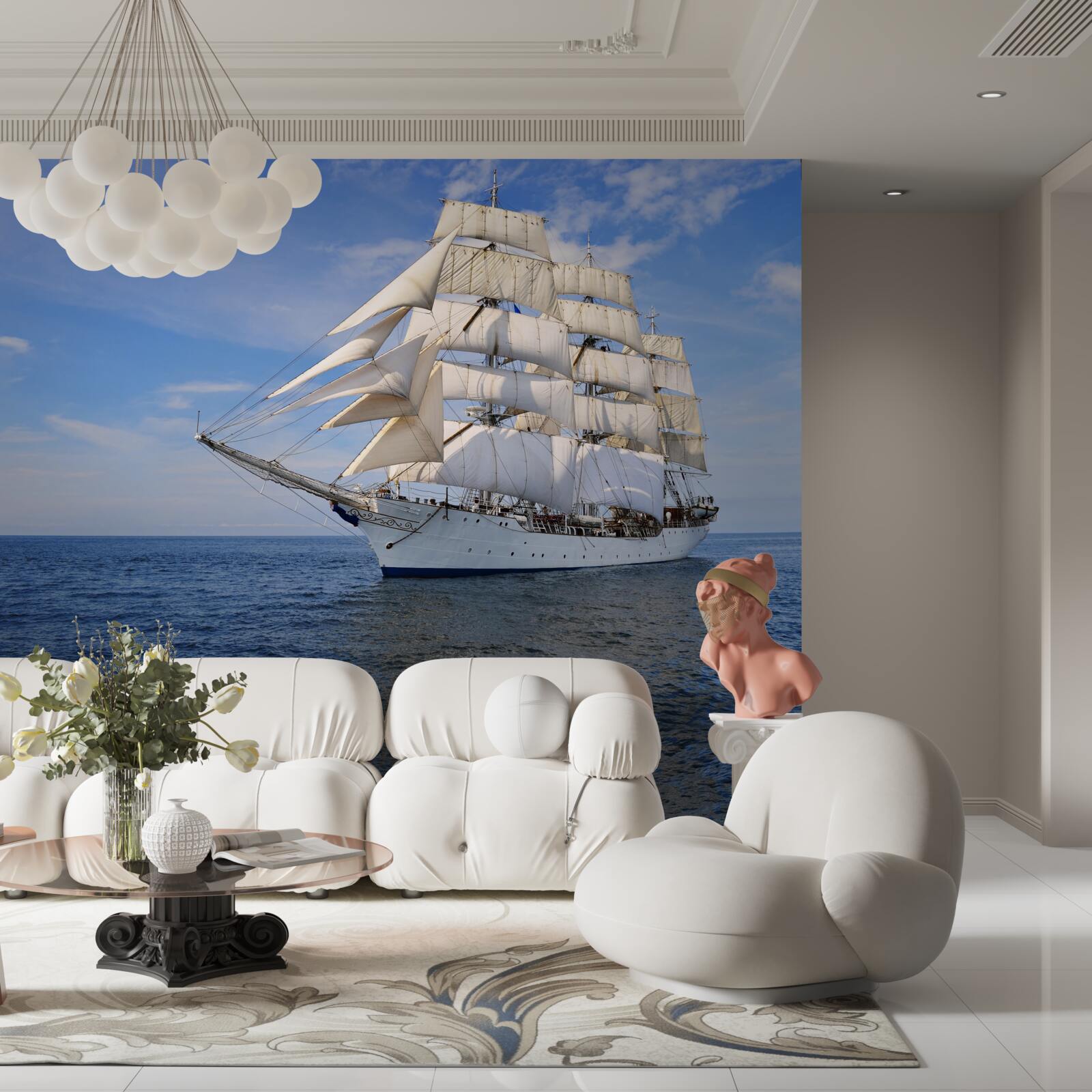 Papier peint un navire à voiles sur une mer calme