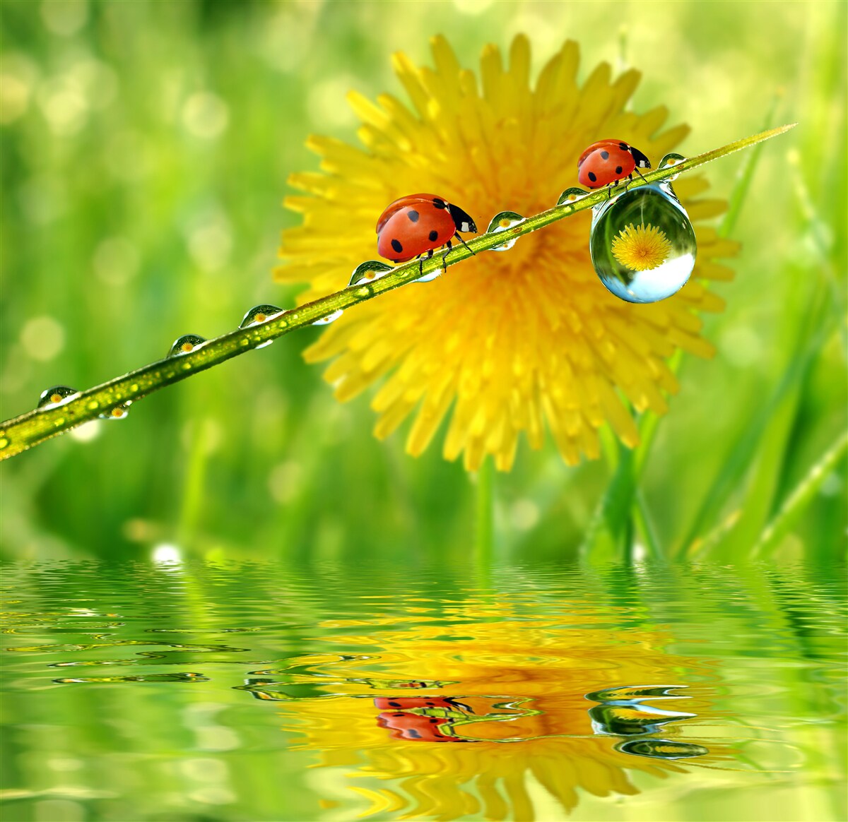 Papier peint coccinelles après un orage torrentiel