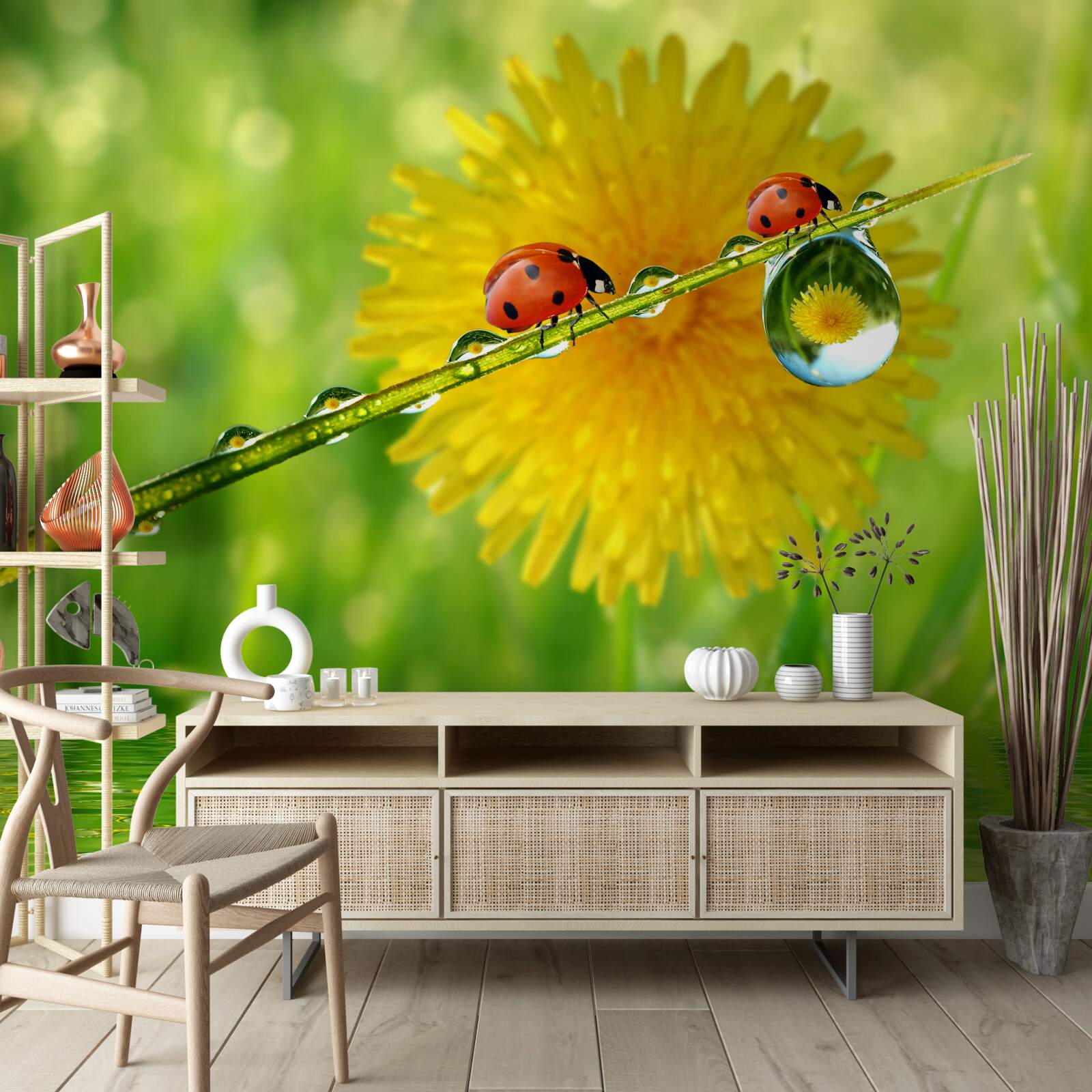 Papier peint coccinelles après un orage torrentiel