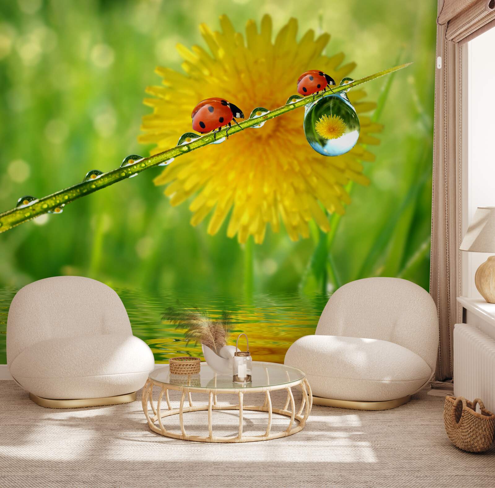 Papier peint coccinelles après un orage torrentiel