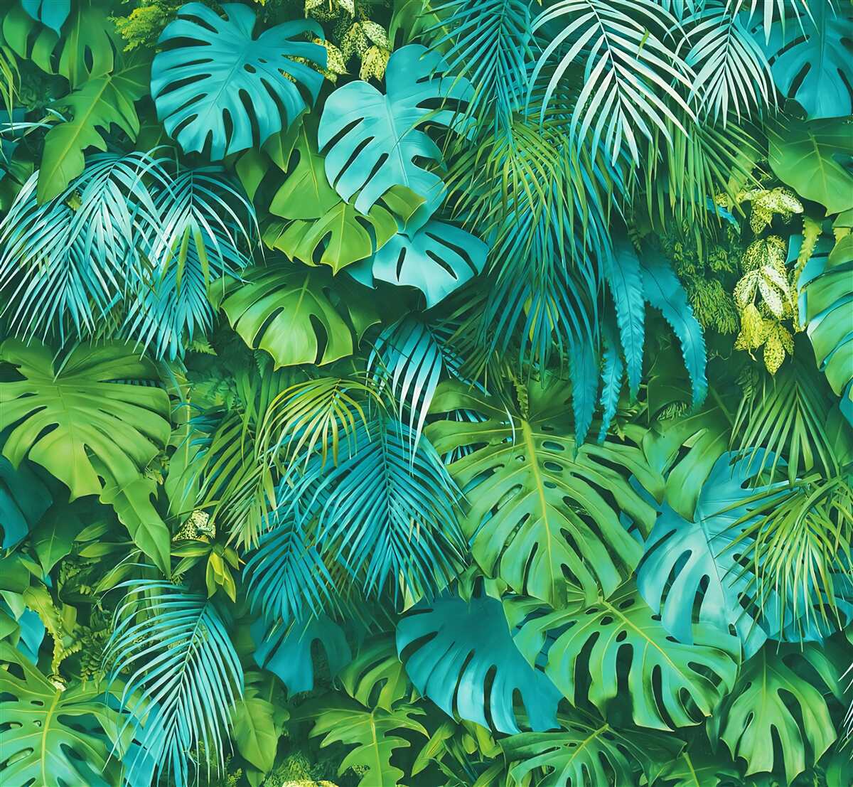 Papier peint un délicieux kaléidoscope de feuillages verts tropicaux