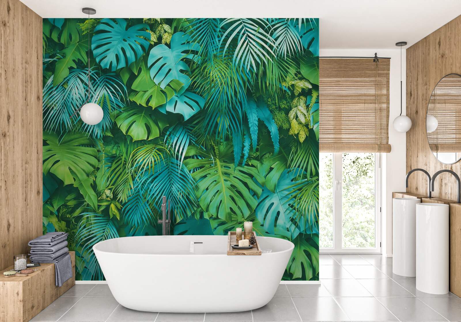 Papier peint un délicieux kaléidoscope de feuillages verts tropicaux