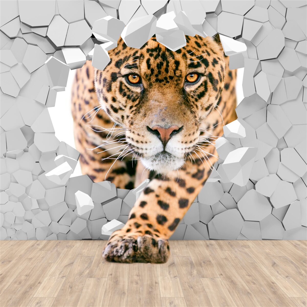 Papier peint un léopard pénètre dans un mur