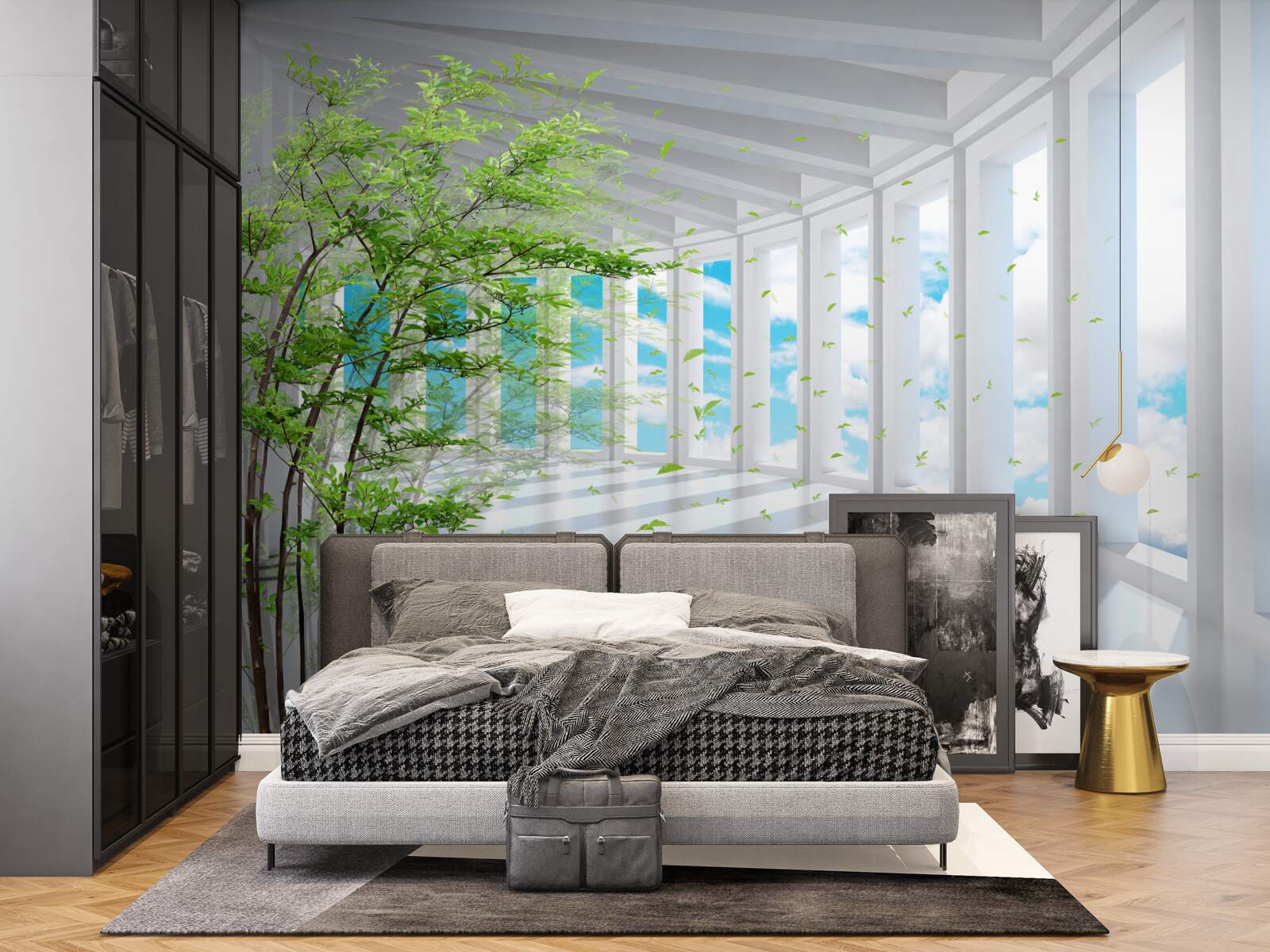 Papier peint une terrasse à couper le souffle, illuminée par le soleil