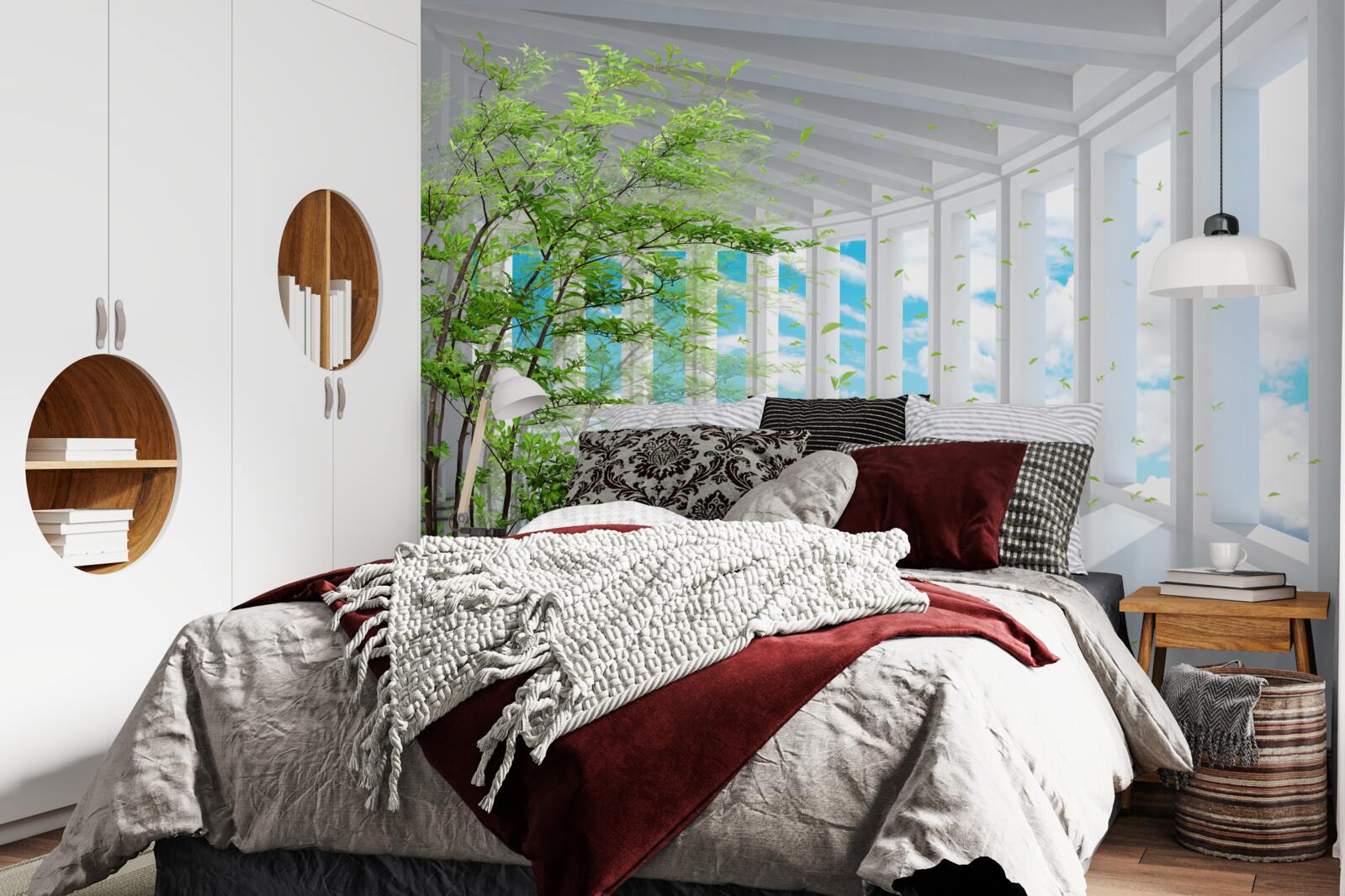 Papier peint une terrasse à couper le souffle, illuminée par le soleil