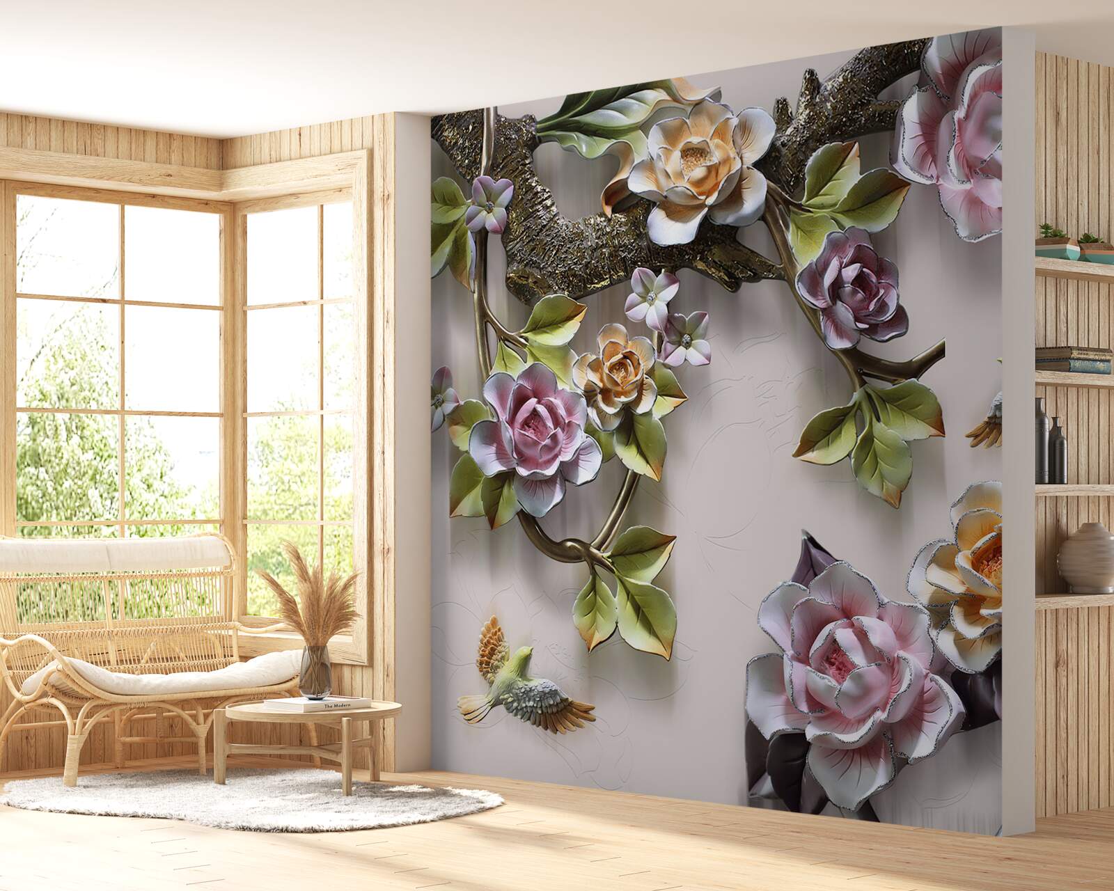 Papier peint les roses colorées sur les branches sont magnifiques