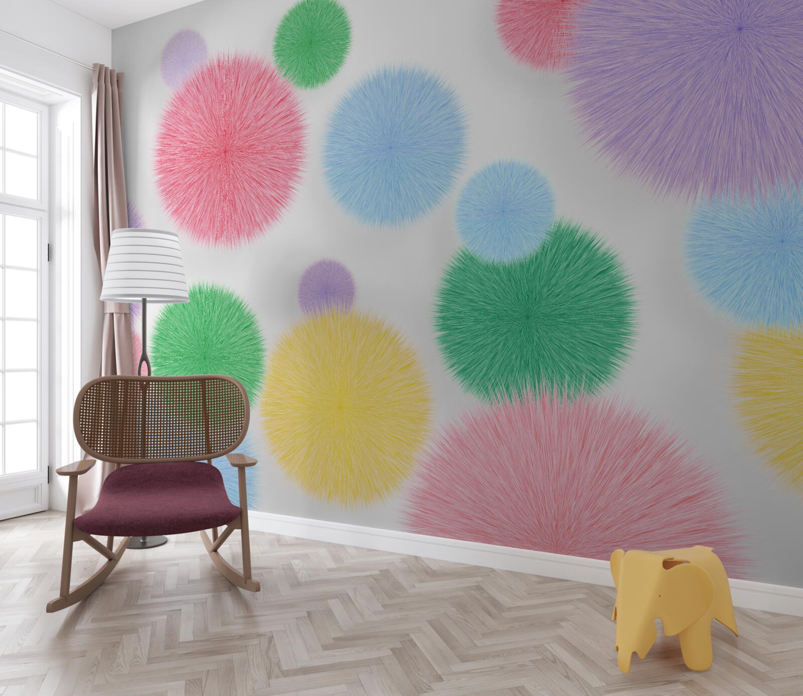 Papier peint cercles colorés sur fond clair