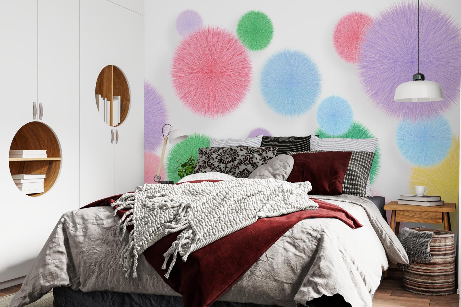 Papier peint cercles colorés sur fond clair