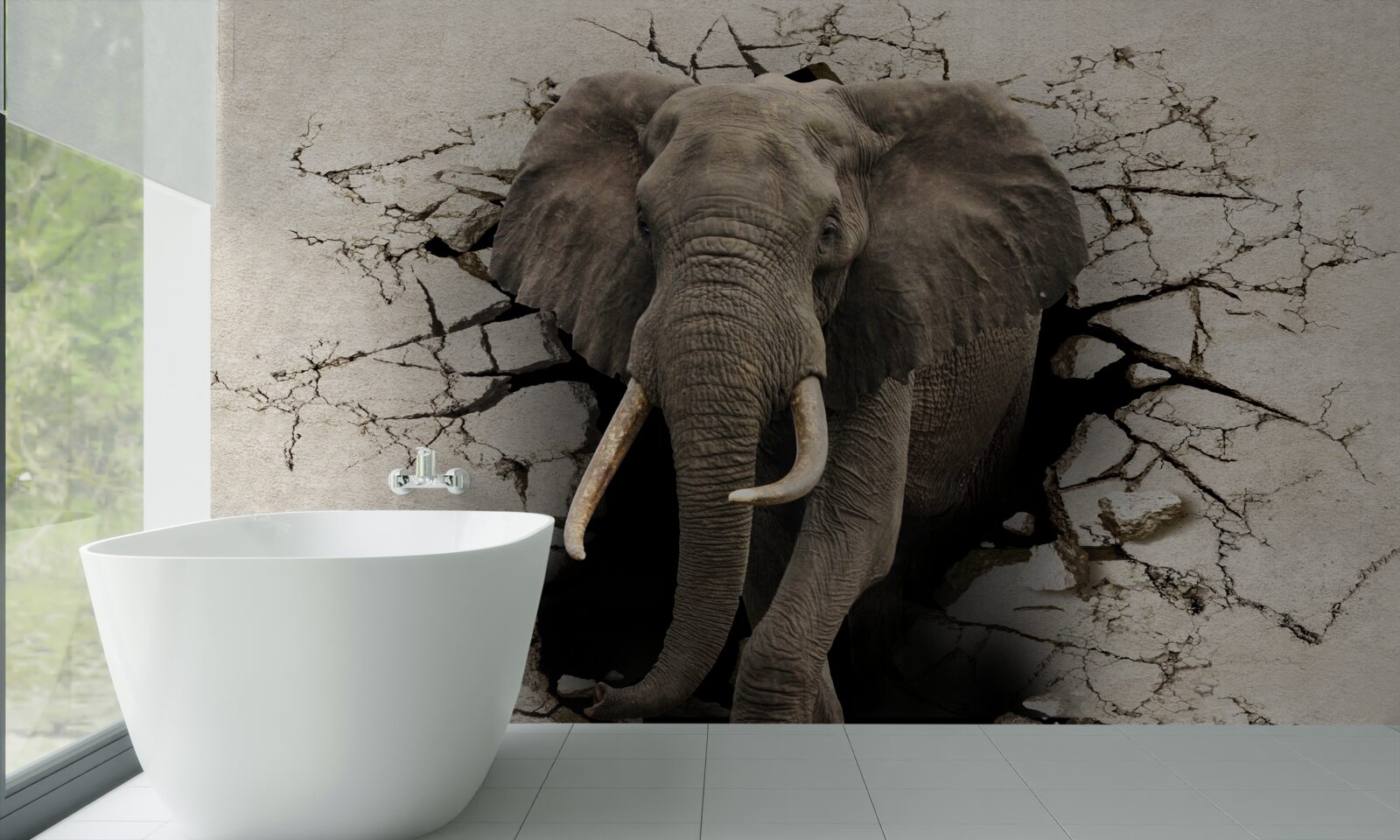 Papier peint l'éléphant franchit un obstacle