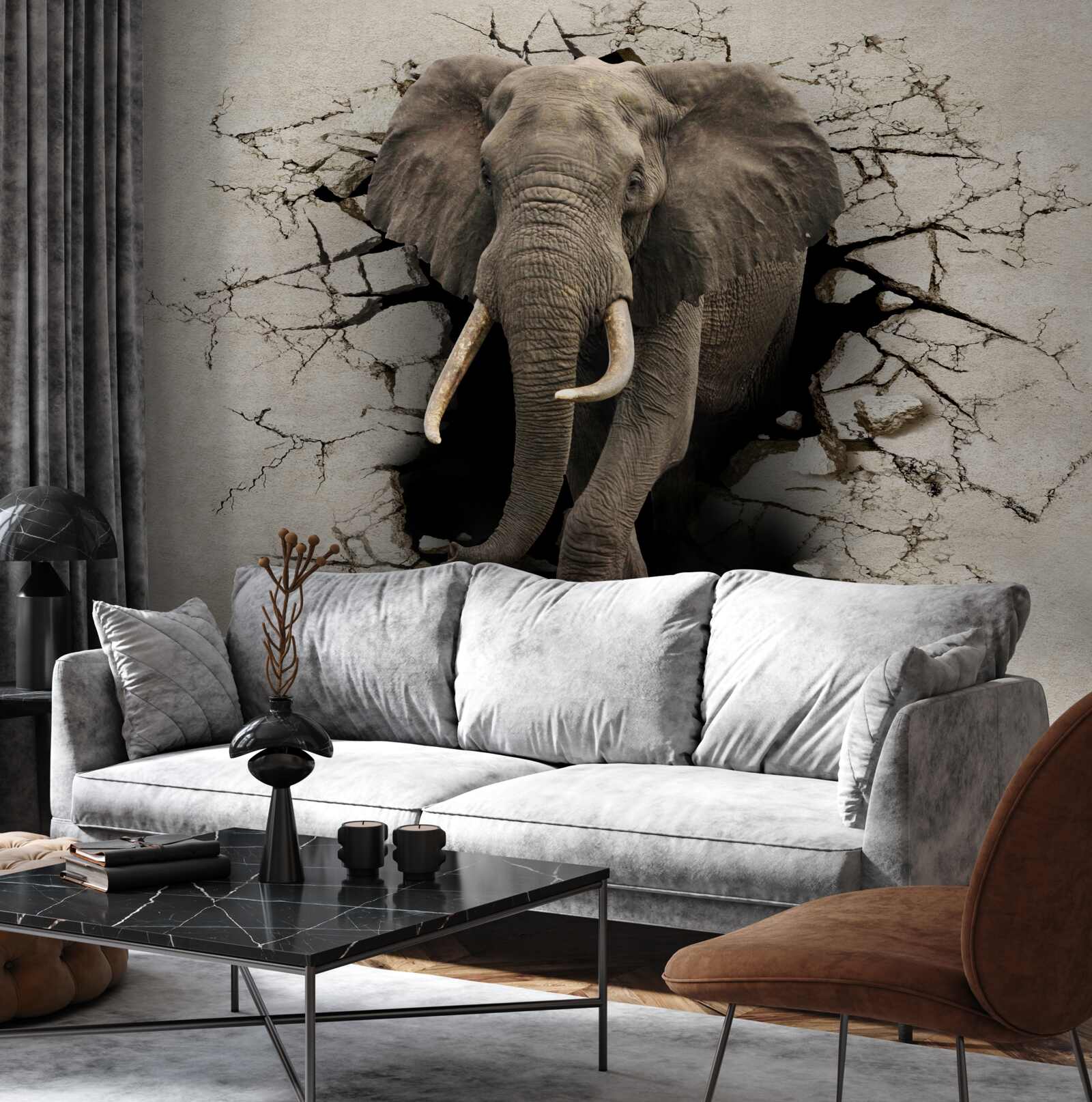 Papier peint l'éléphant franchit un obstacle