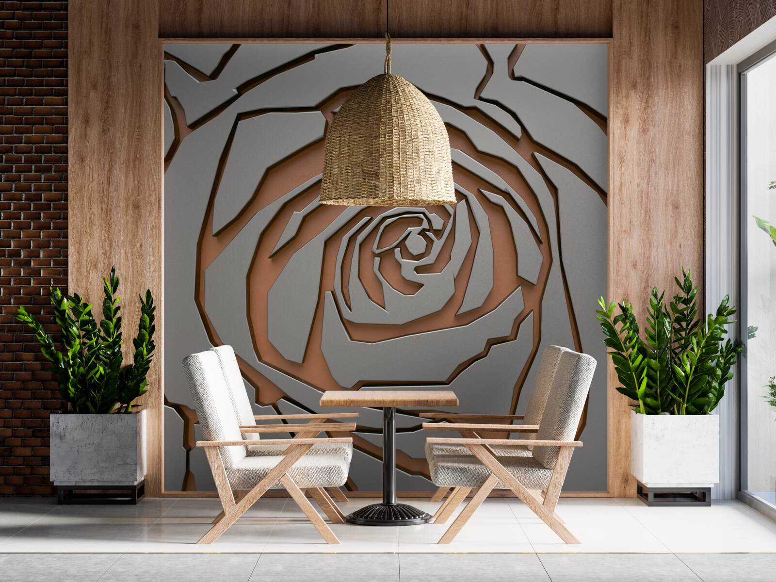 Papier peint rose grise en acier