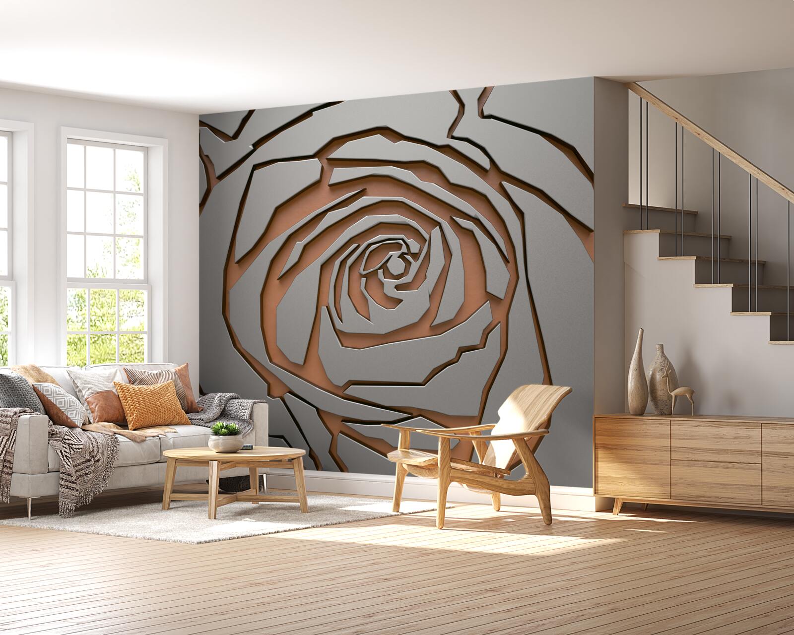 Papier peint rose grise en acier