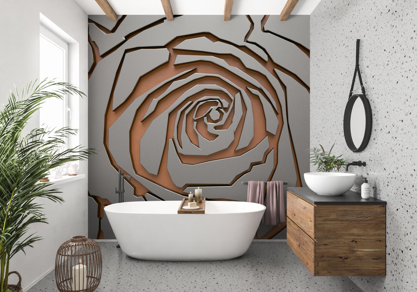 Papier peint rose grise en acier