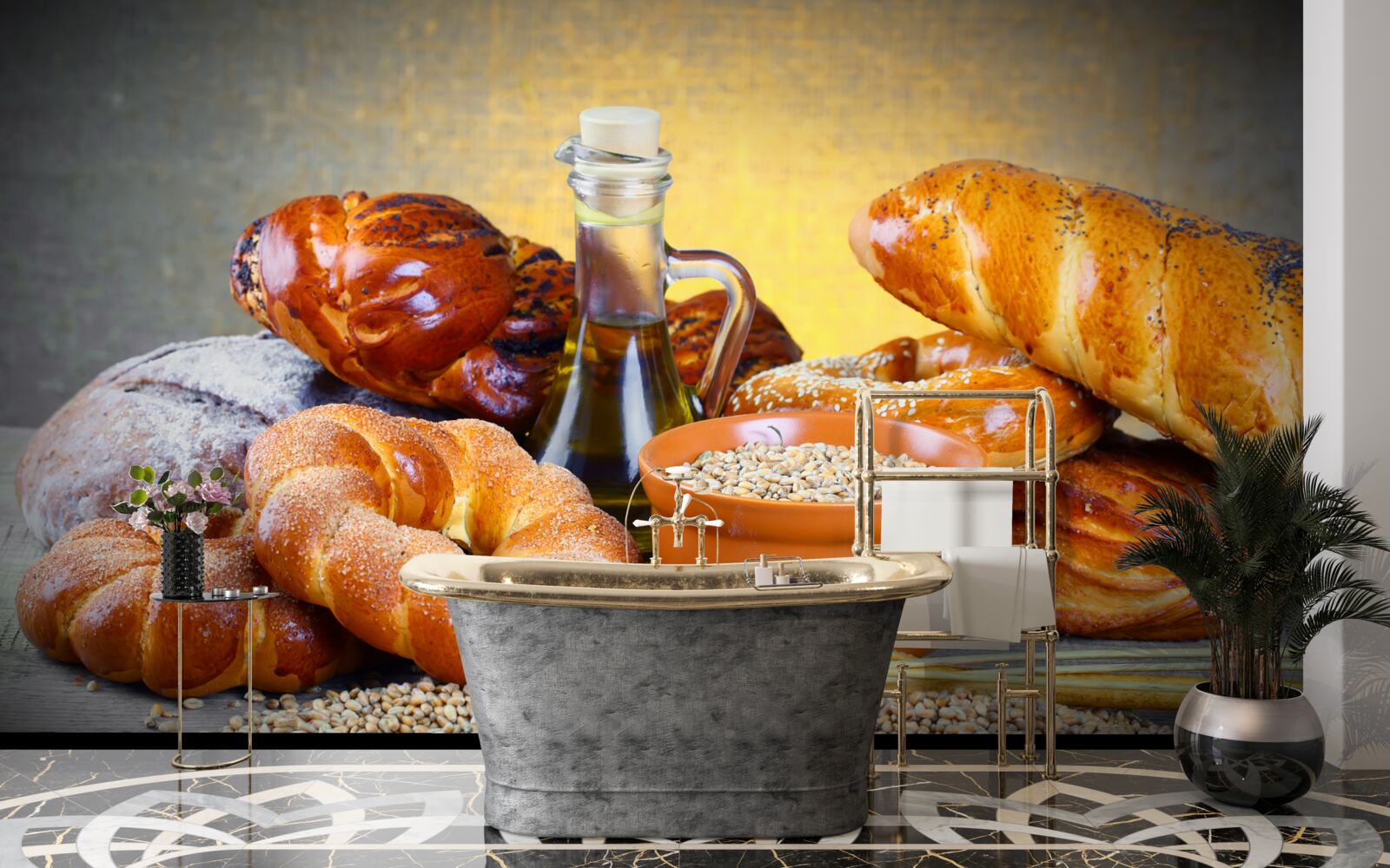 Papier peint des produits de boulangerie qui séduisent par leur arôme agréable