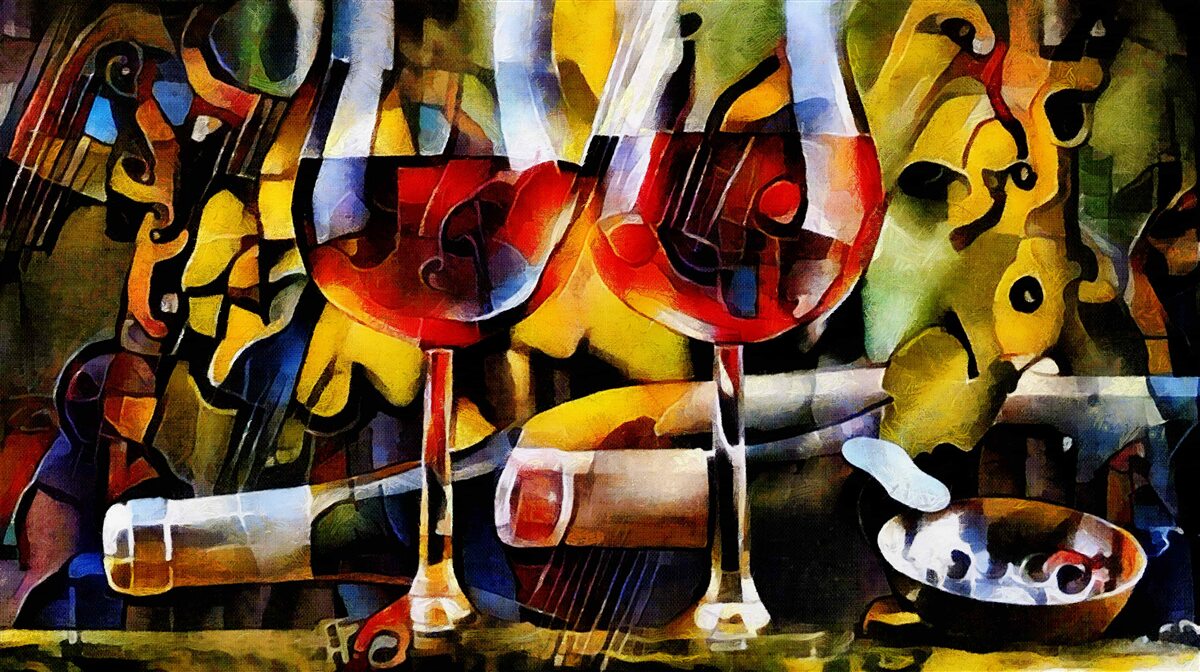 Papier peint Motif de vin dans un style cubiste