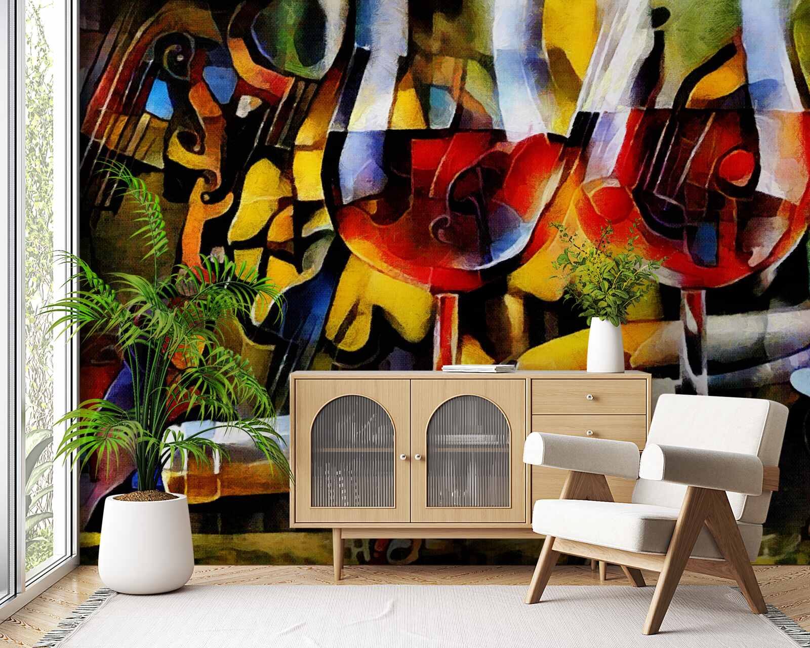 Papier peint Motif de vin dans un style cubiste