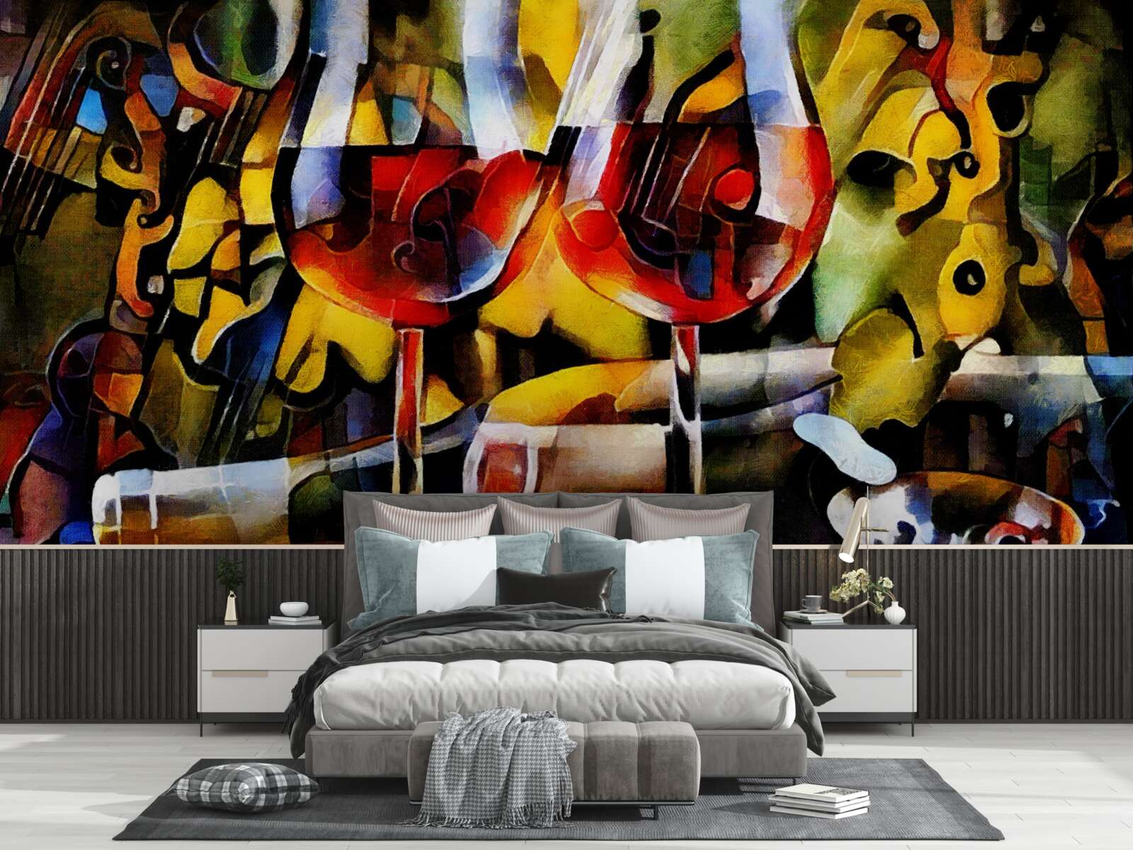 Papier peint Motif de vin dans un style cubiste