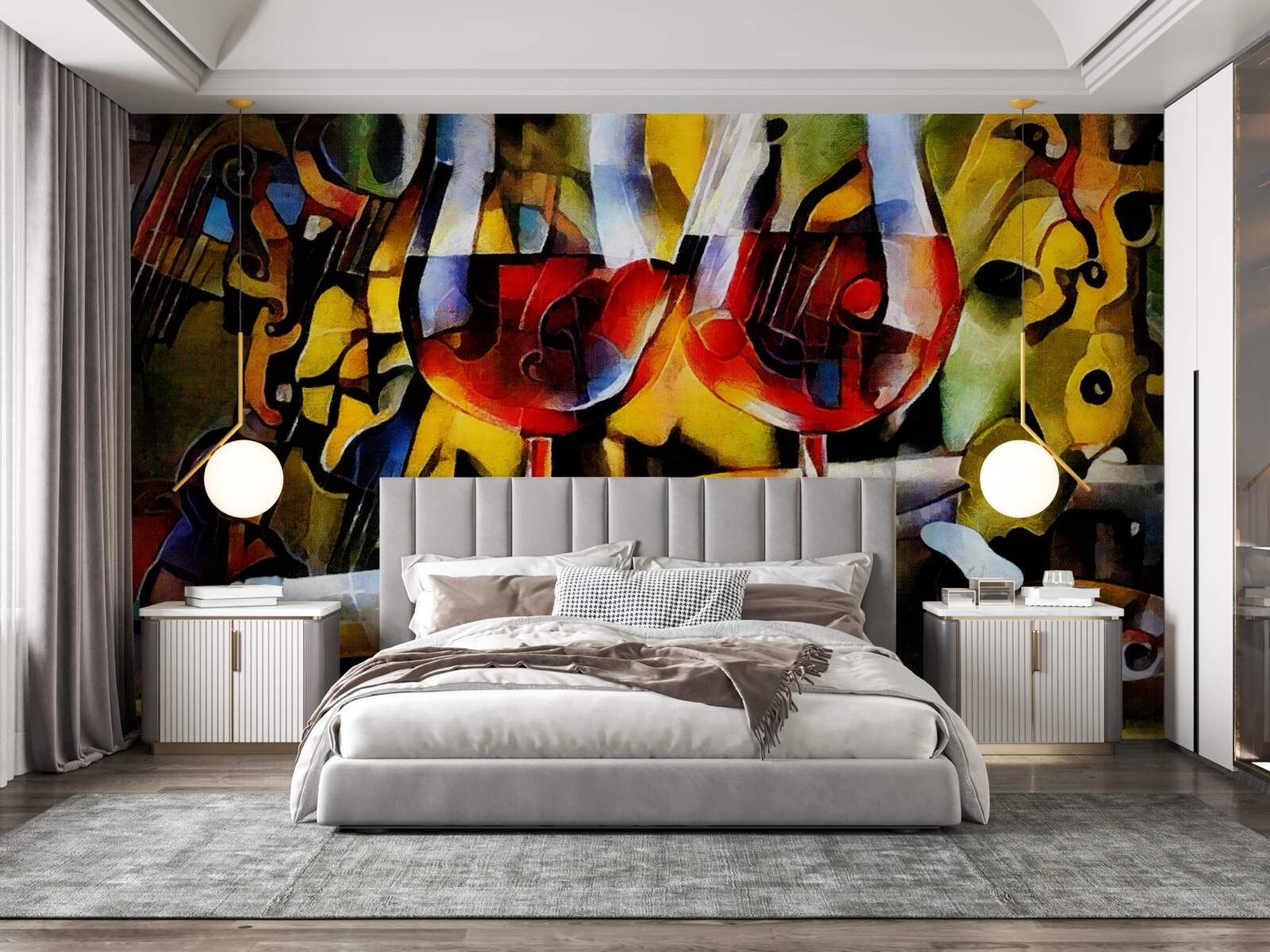 Papier peint Motif de vin dans un style cubiste