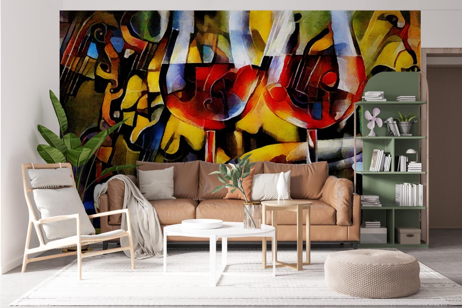 Papier peint Motif de vin dans un style cubiste