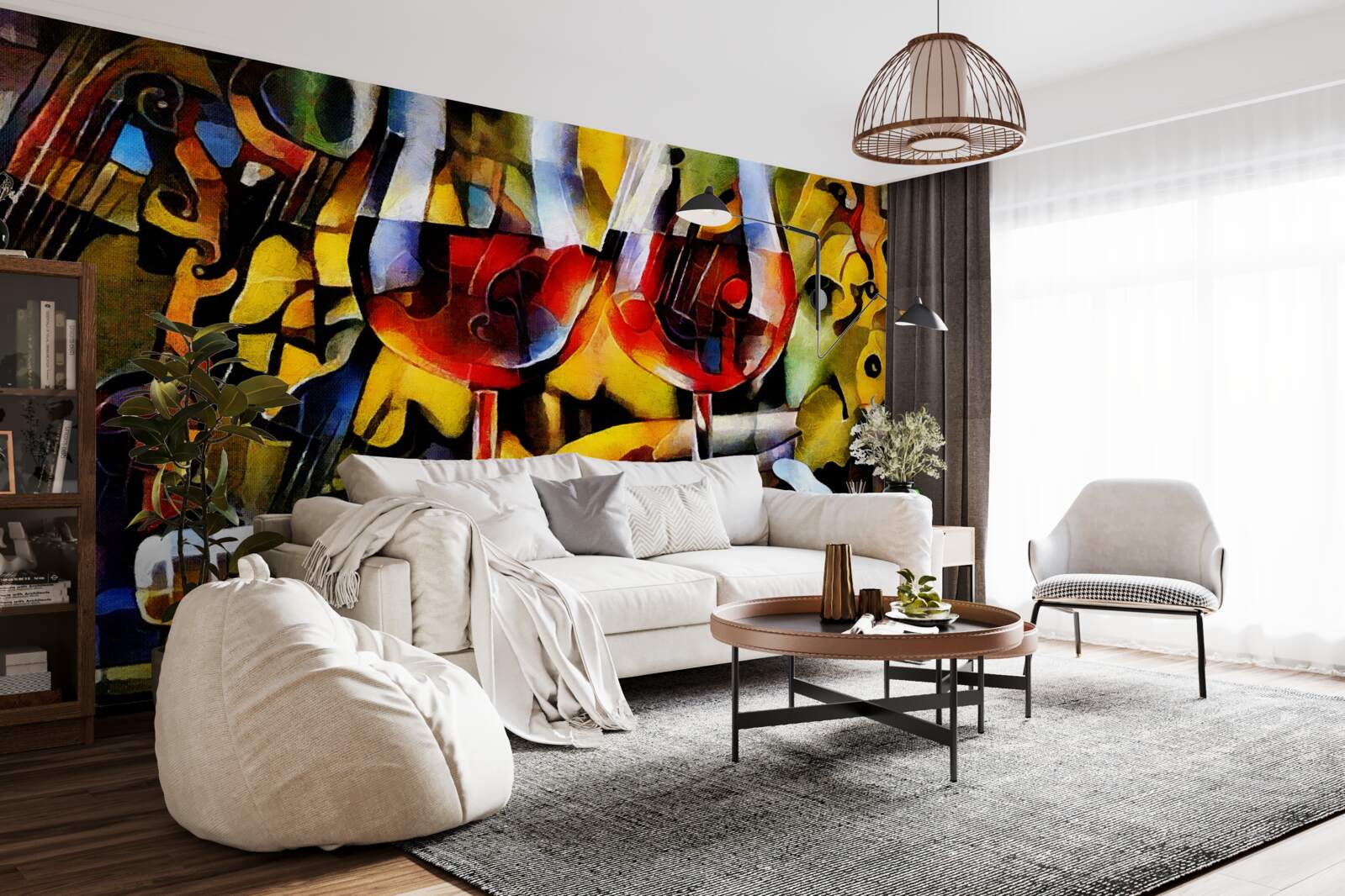 Papier peint Motif de vin dans un style cubiste