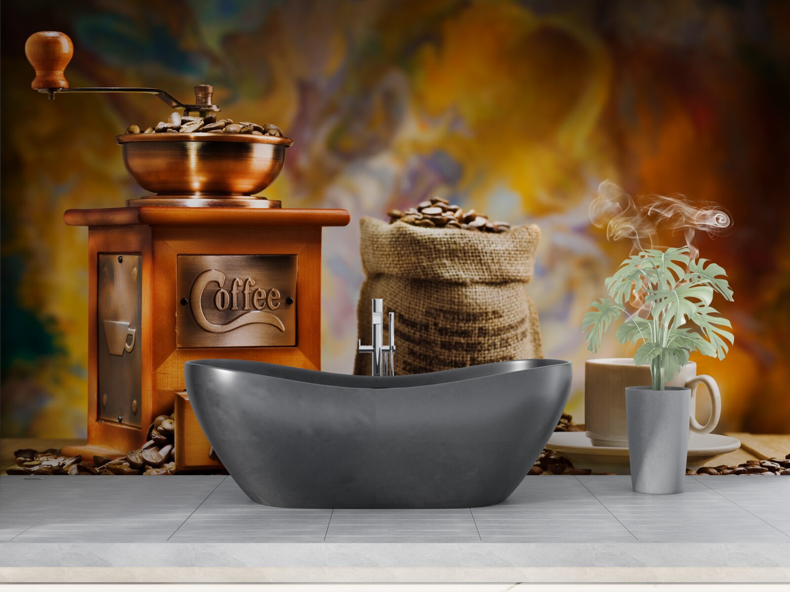 Papier peint procédé de préparation de boissons au café