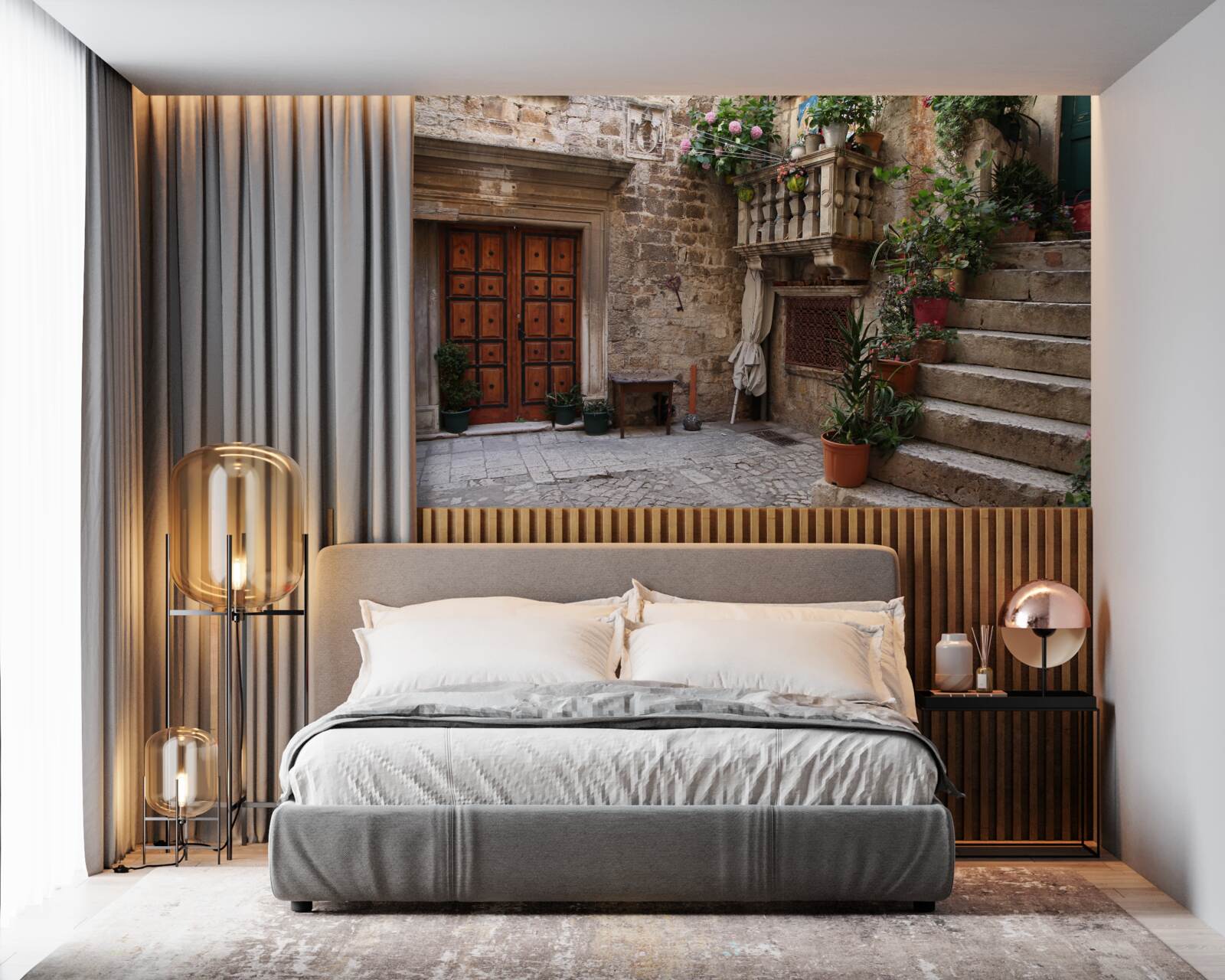 Papier peint les marches de l'escalier historique dans la cour