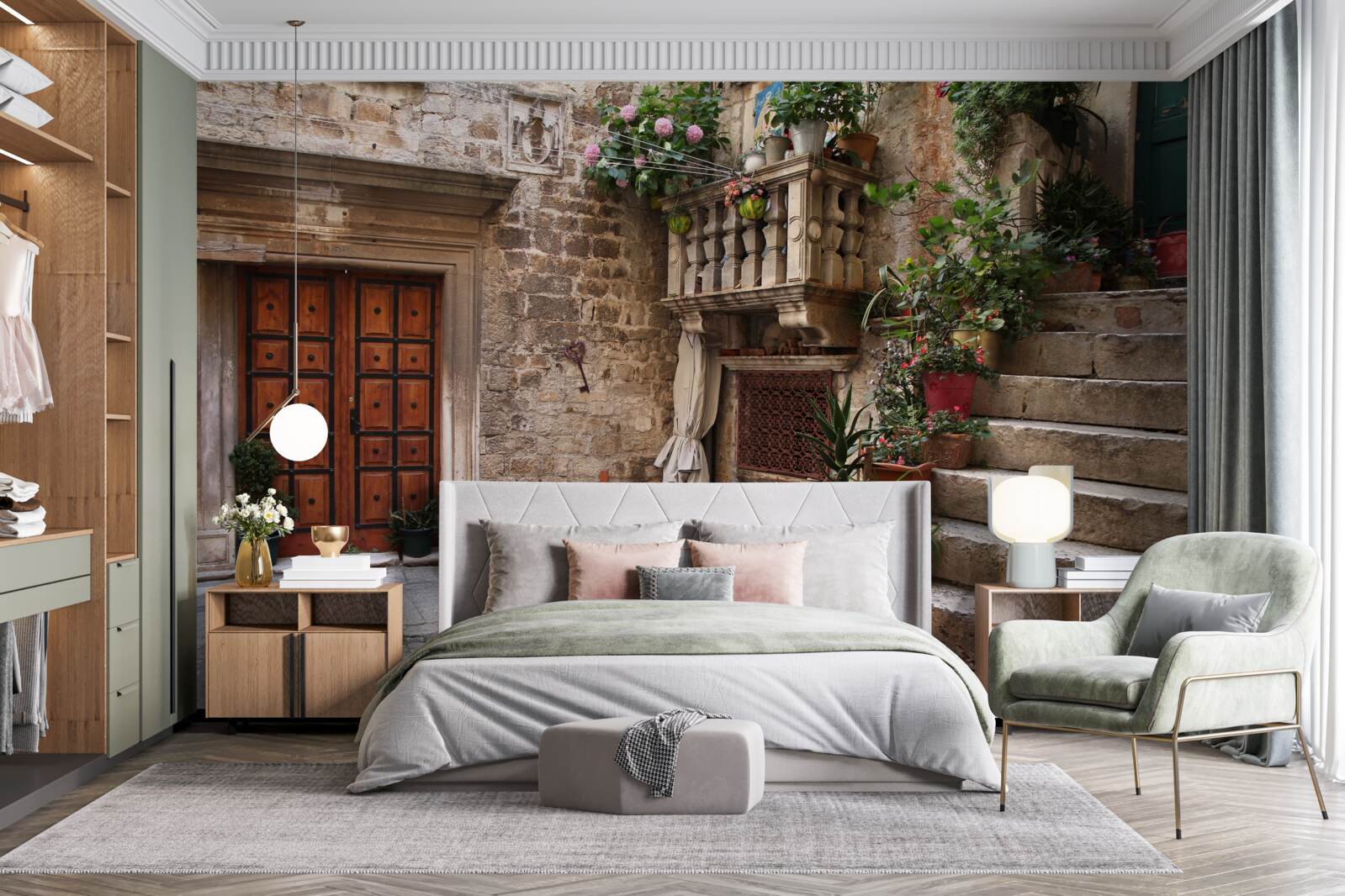 Papier peint les marches de l'escalier historique dans la cour