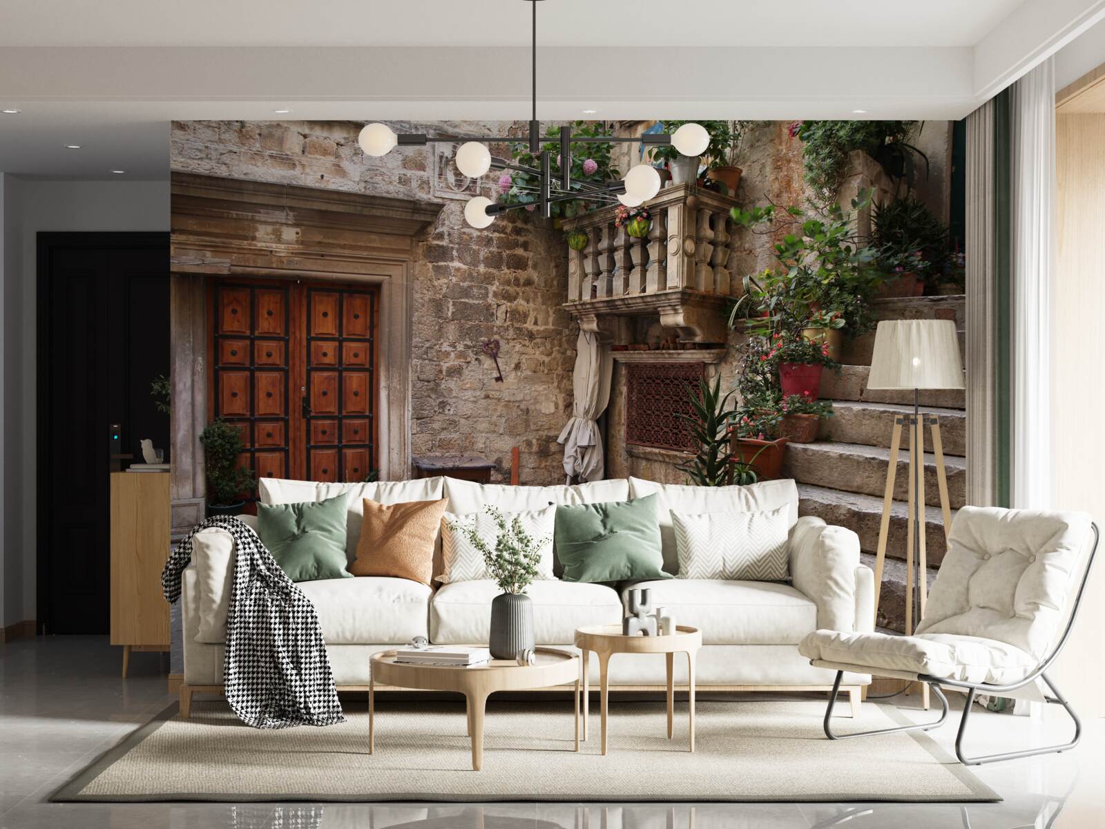 Papier peint les marches de l'escalier historique dans la cour