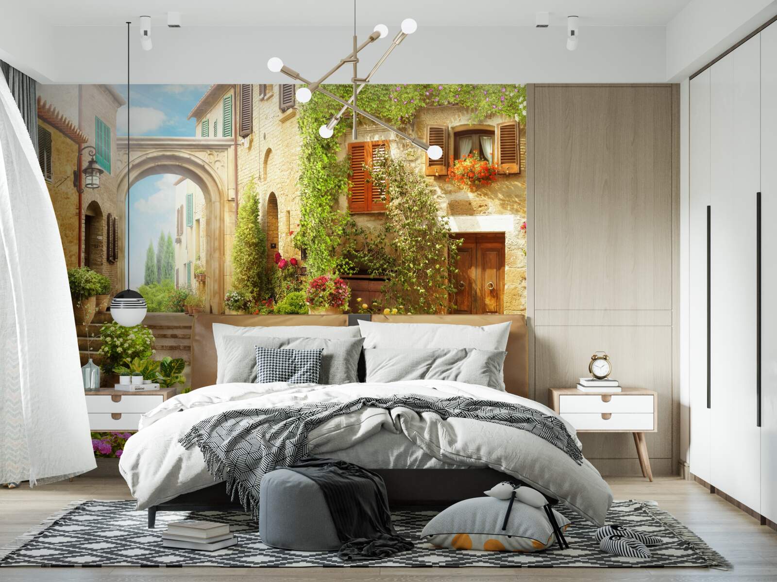 Papier peint coin de fleurs dans la rue