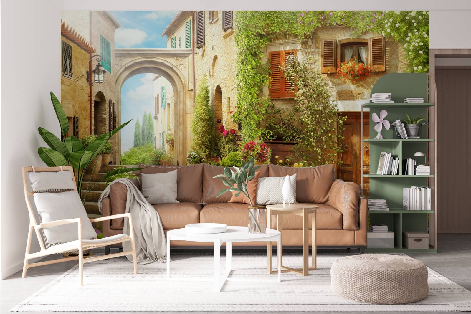 Papier peint coin de fleurs dans la rue