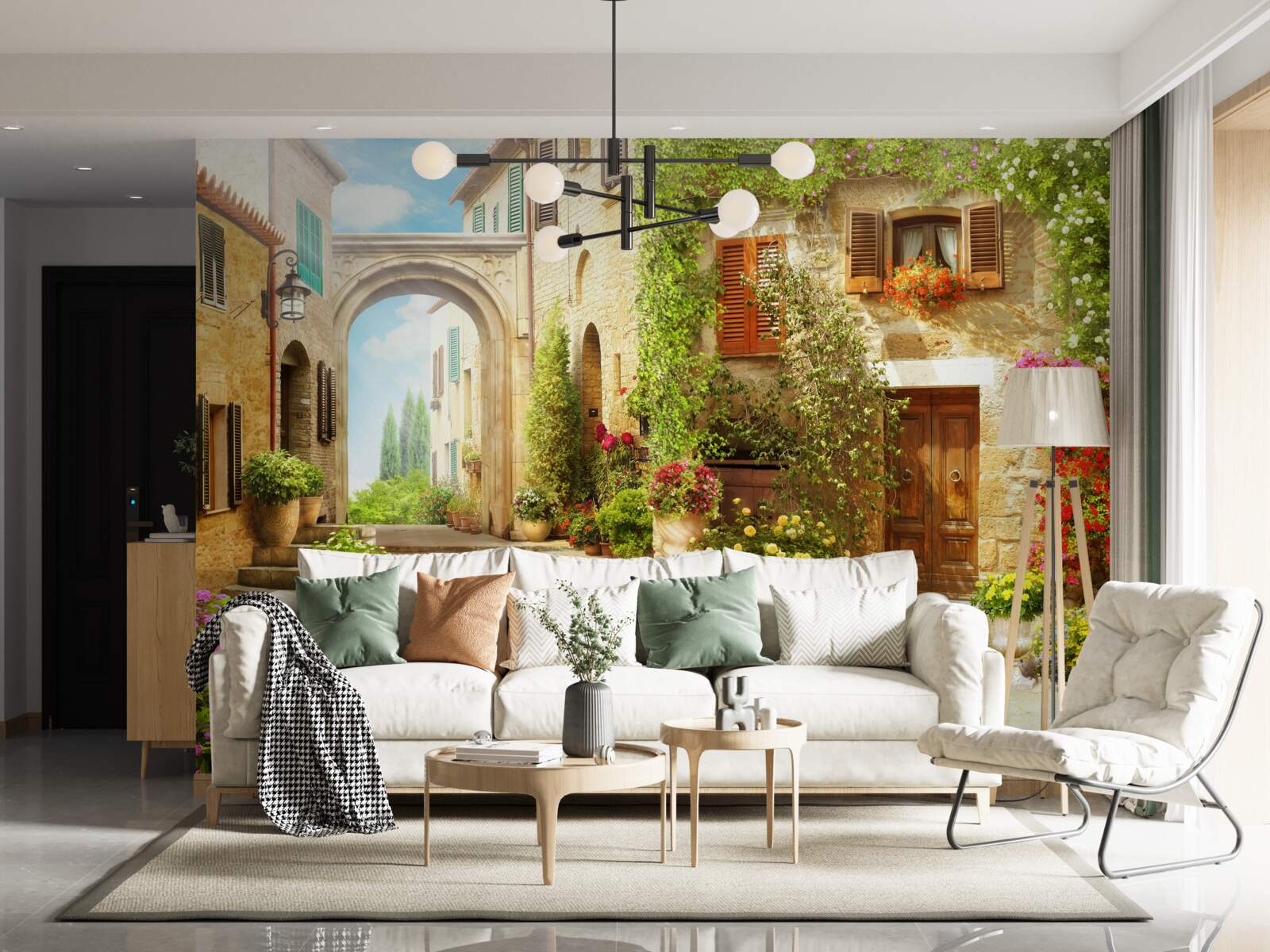 Papier peint coin de fleurs dans la rue