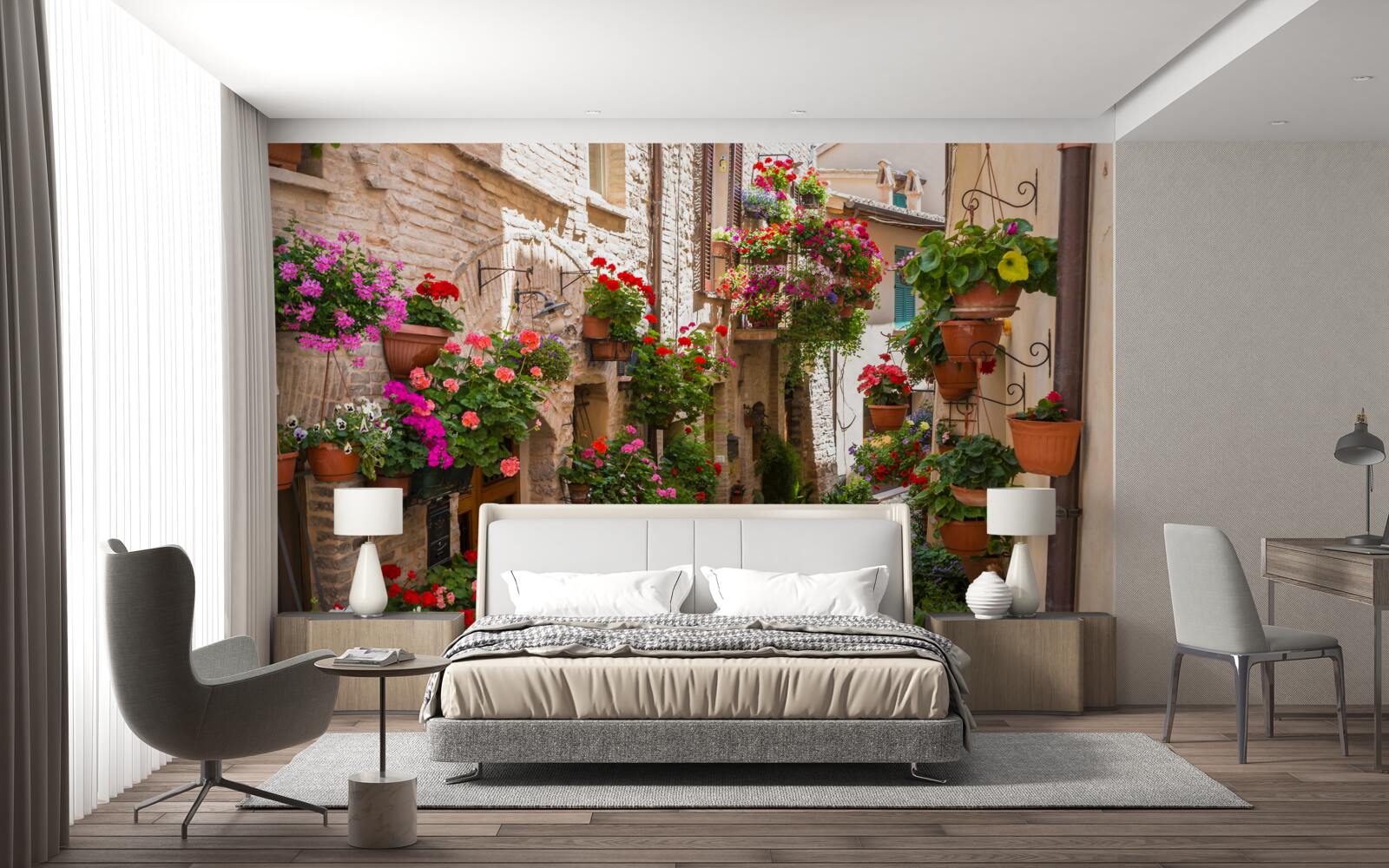 Papier peint une rue immergée dans une verdure dense, cachant son ancienneté