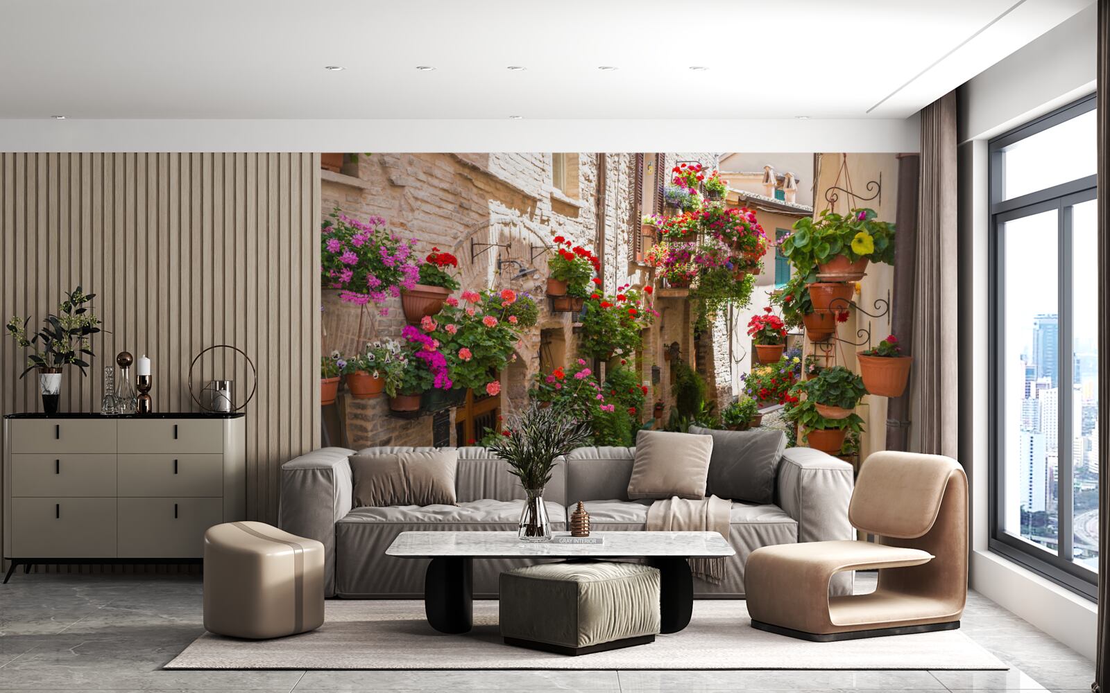 Papier peint une rue immergée dans une verdure dense, cachant son ancienneté