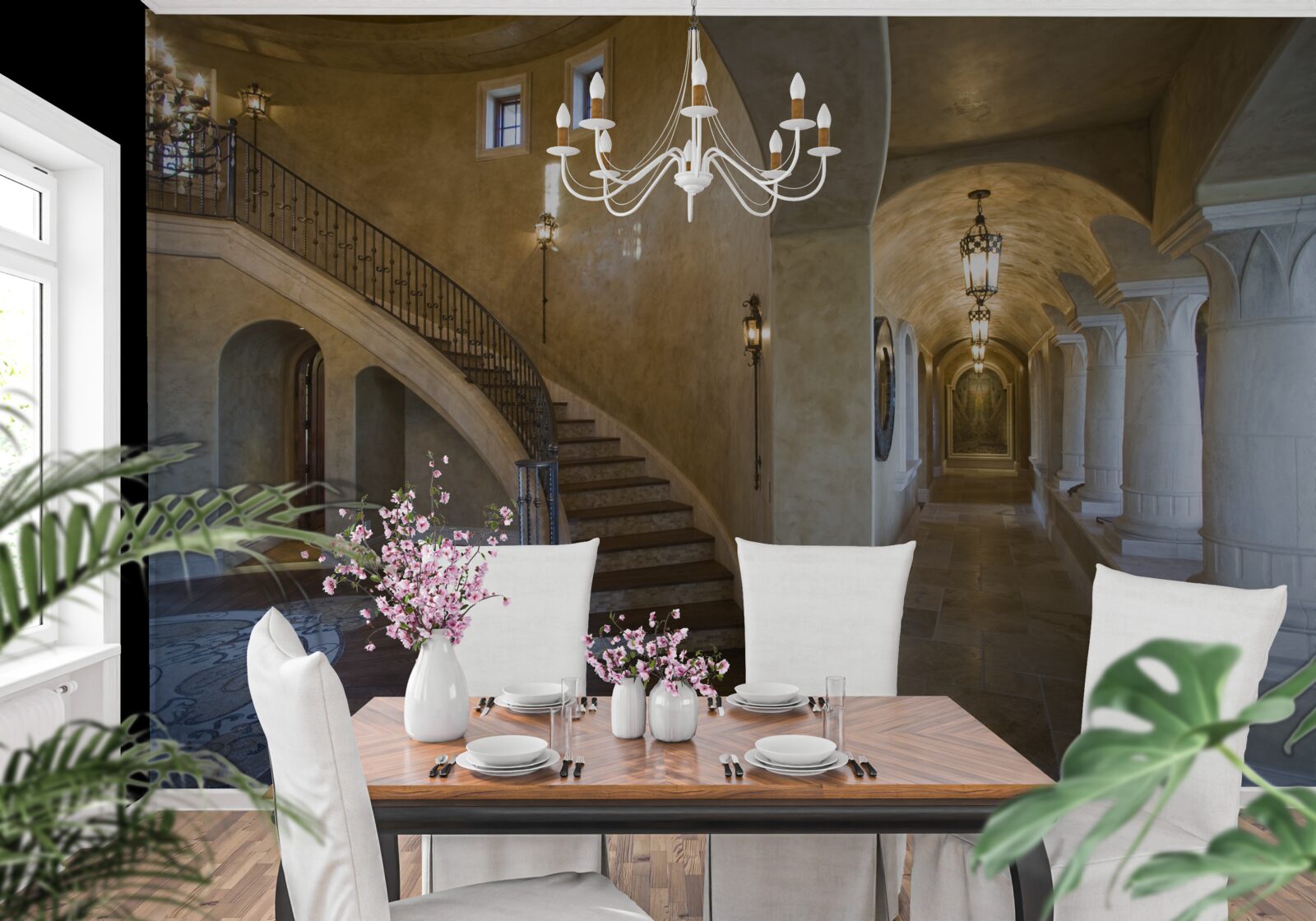 Papier peint l'utilisation du marbre dans l'architecture résidentielle