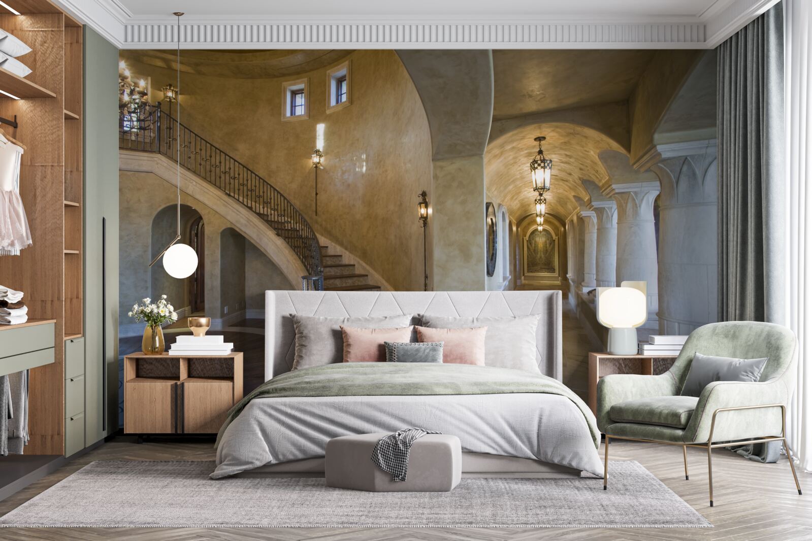 Papier peint l'utilisation du marbre dans l'architecture résidentielle