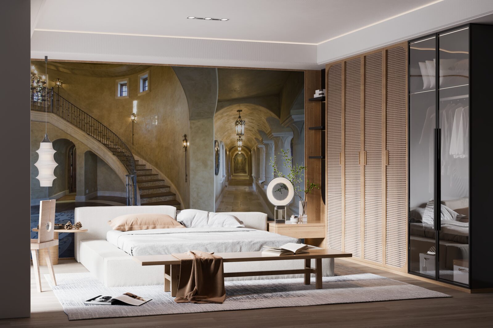 Papier peint l'utilisation du marbre dans l'architecture résidentielle