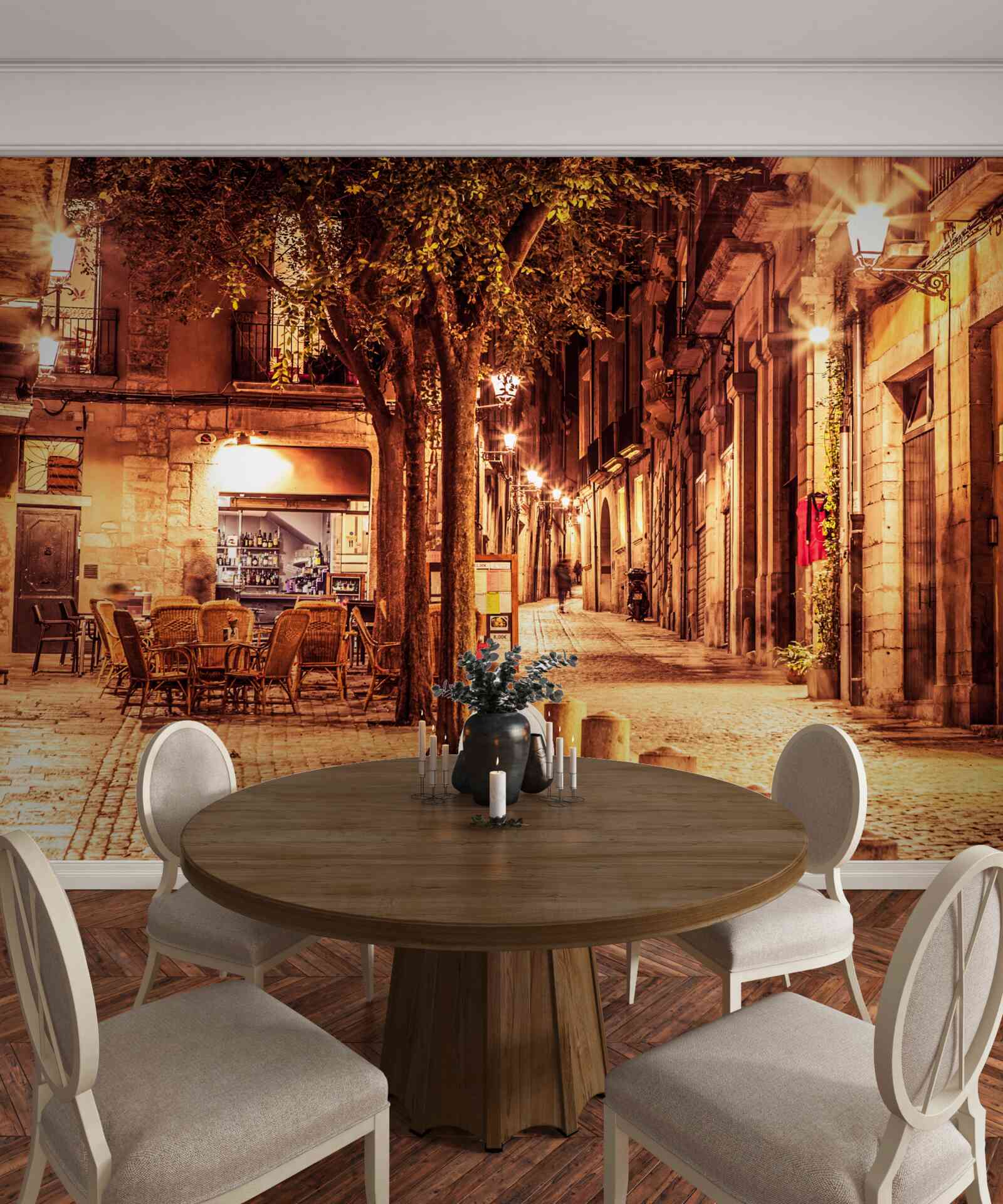 Papier peint rue du soir de la ville ancienne