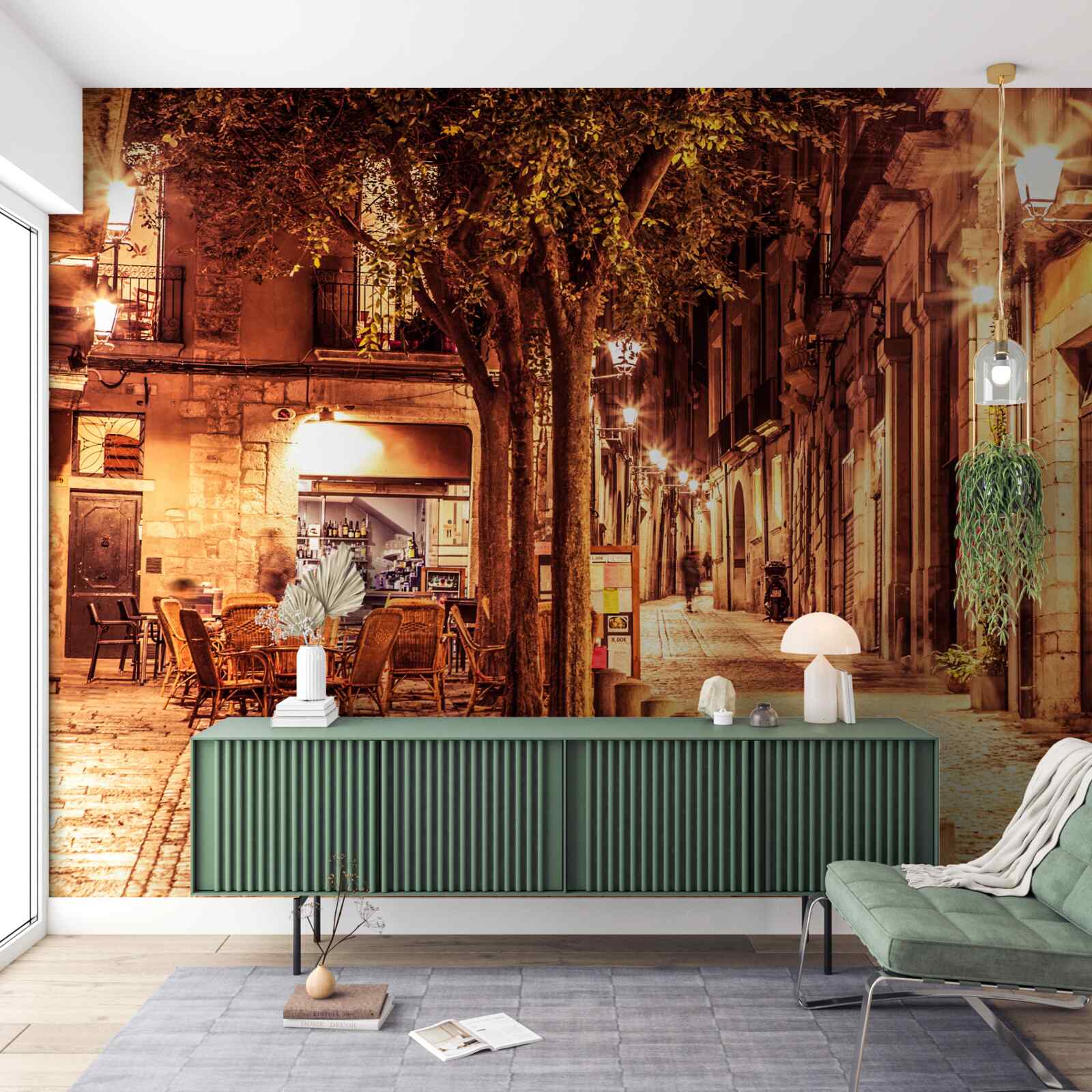 Papier peint rue du soir de la ville ancienne