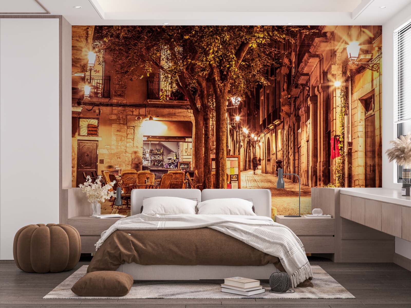 Papier peint rue du soir de la ville ancienne