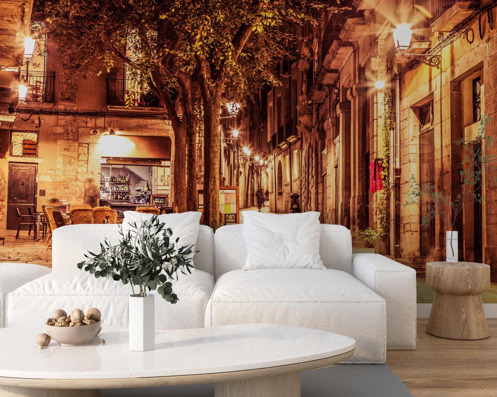 Papier peint rue du soir de la ville ancienne