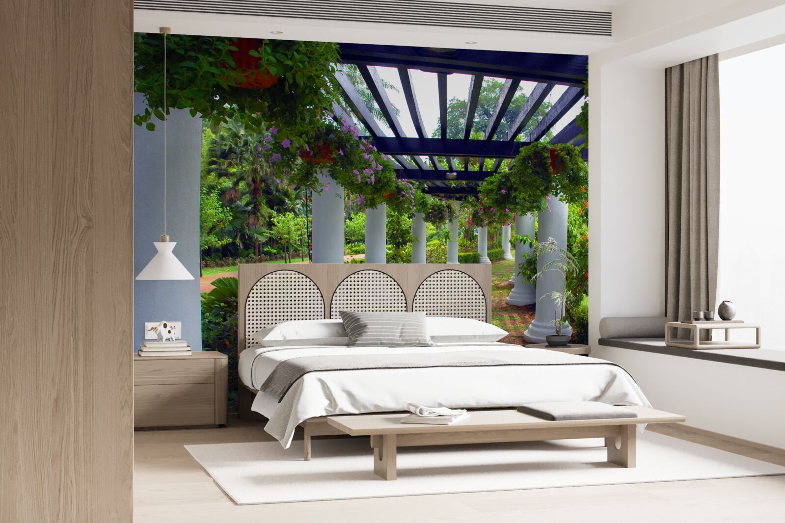 Papier peint colonnes de béton blanc dans le jardin