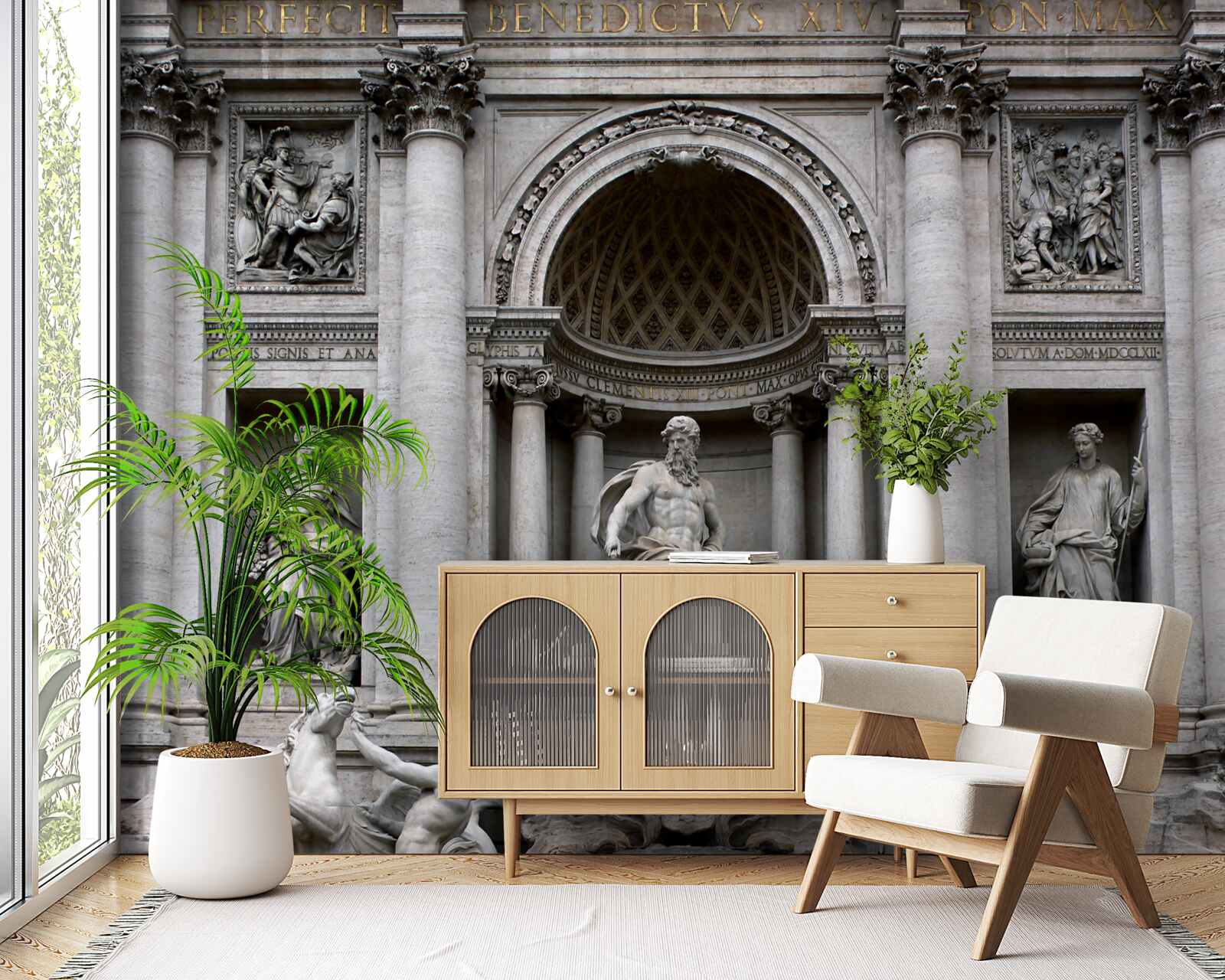 Papier peint statues de la fontaine de treves