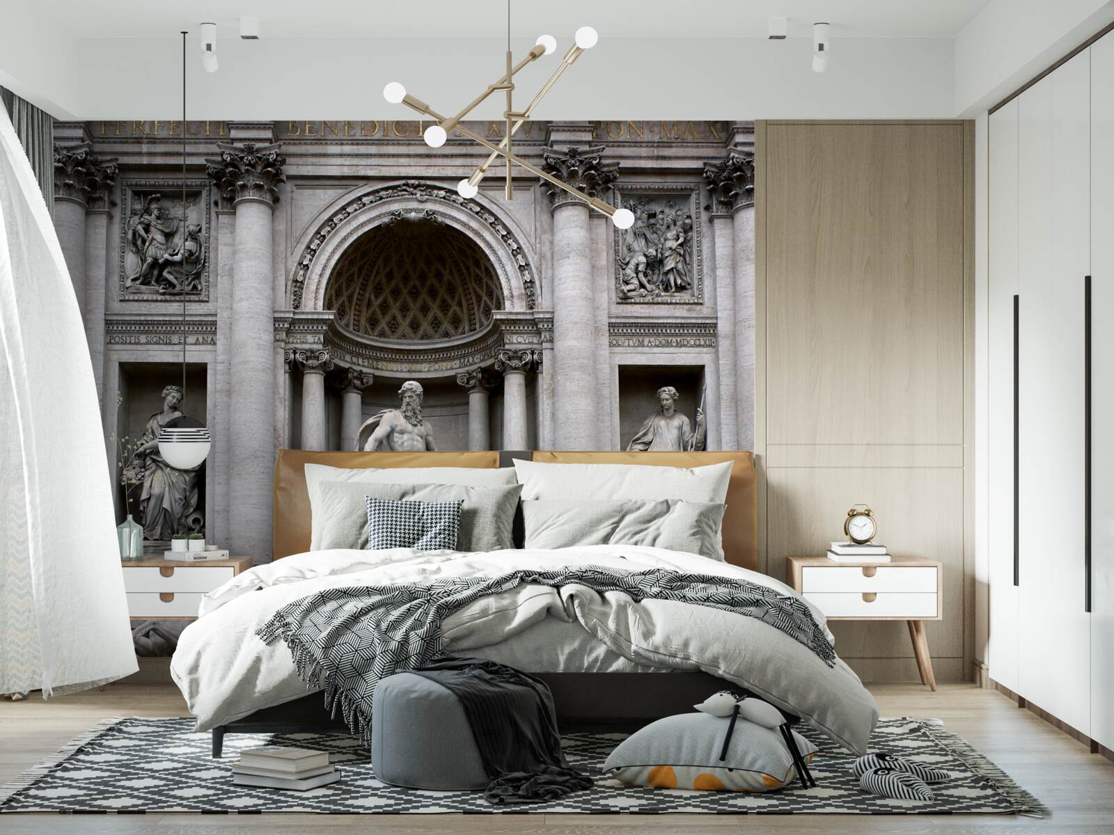 Papier peint statues de la fontaine de treves