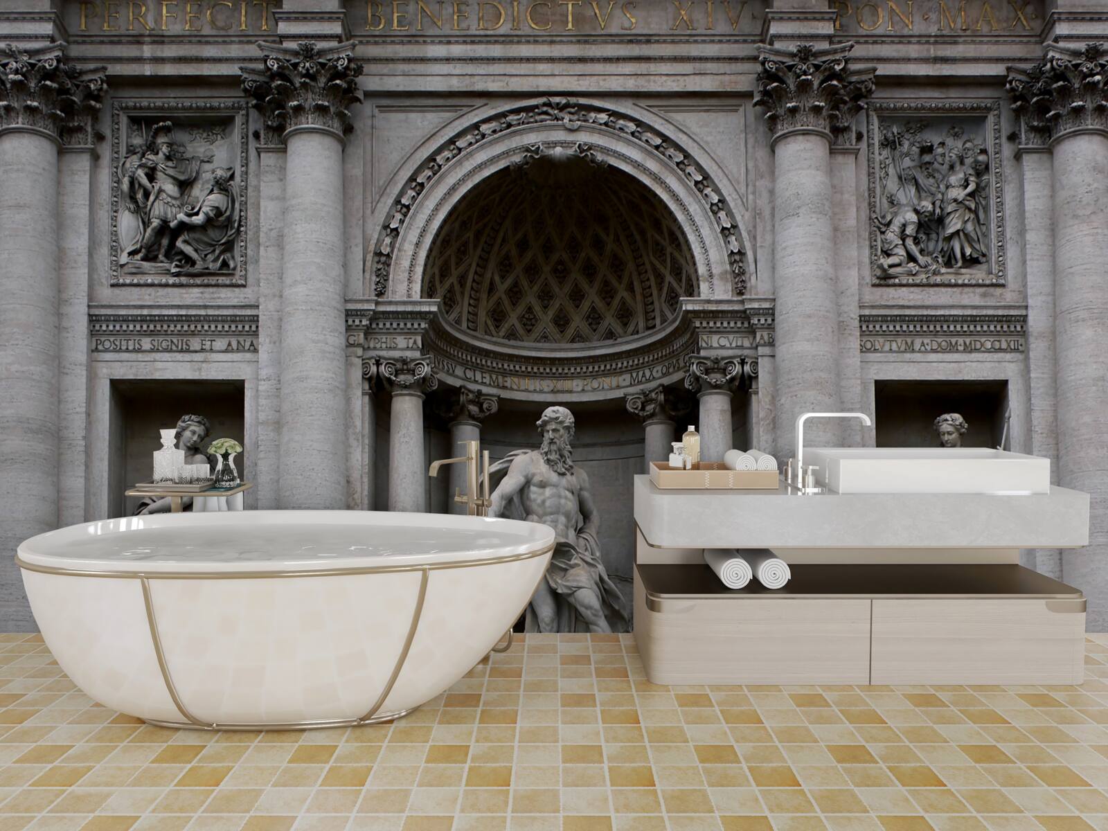 Papier peint statues de la fontaine de treves