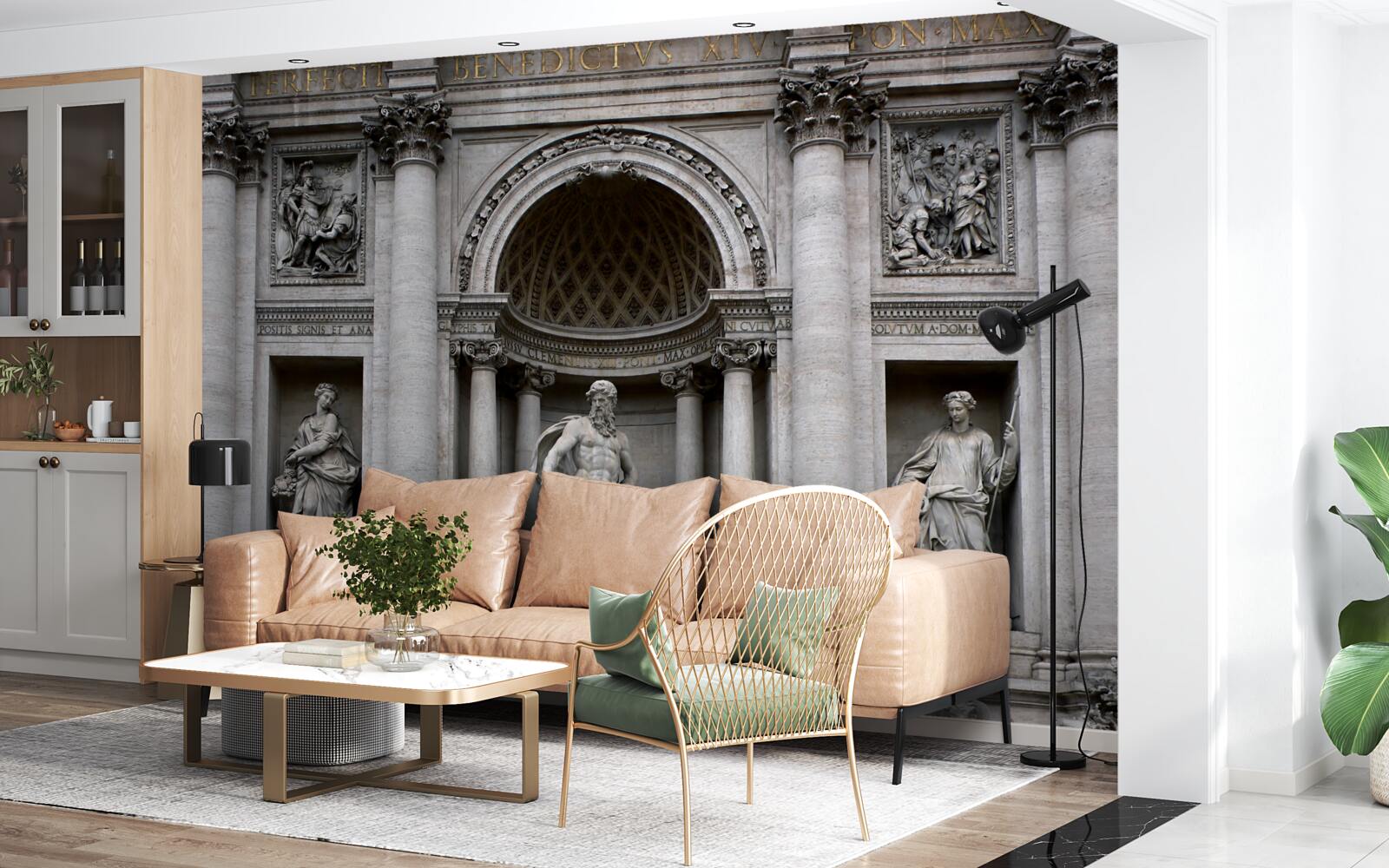 Papier peint statues de la fontaine de treves