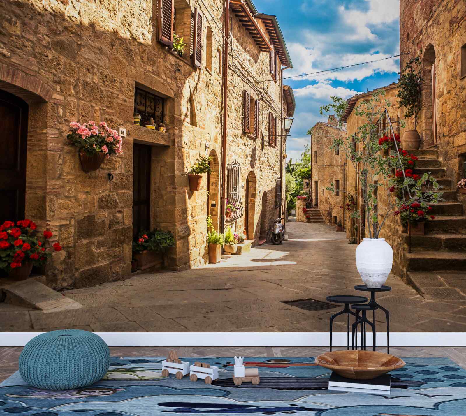 Papier peint rue toscane par une belle journée d'été