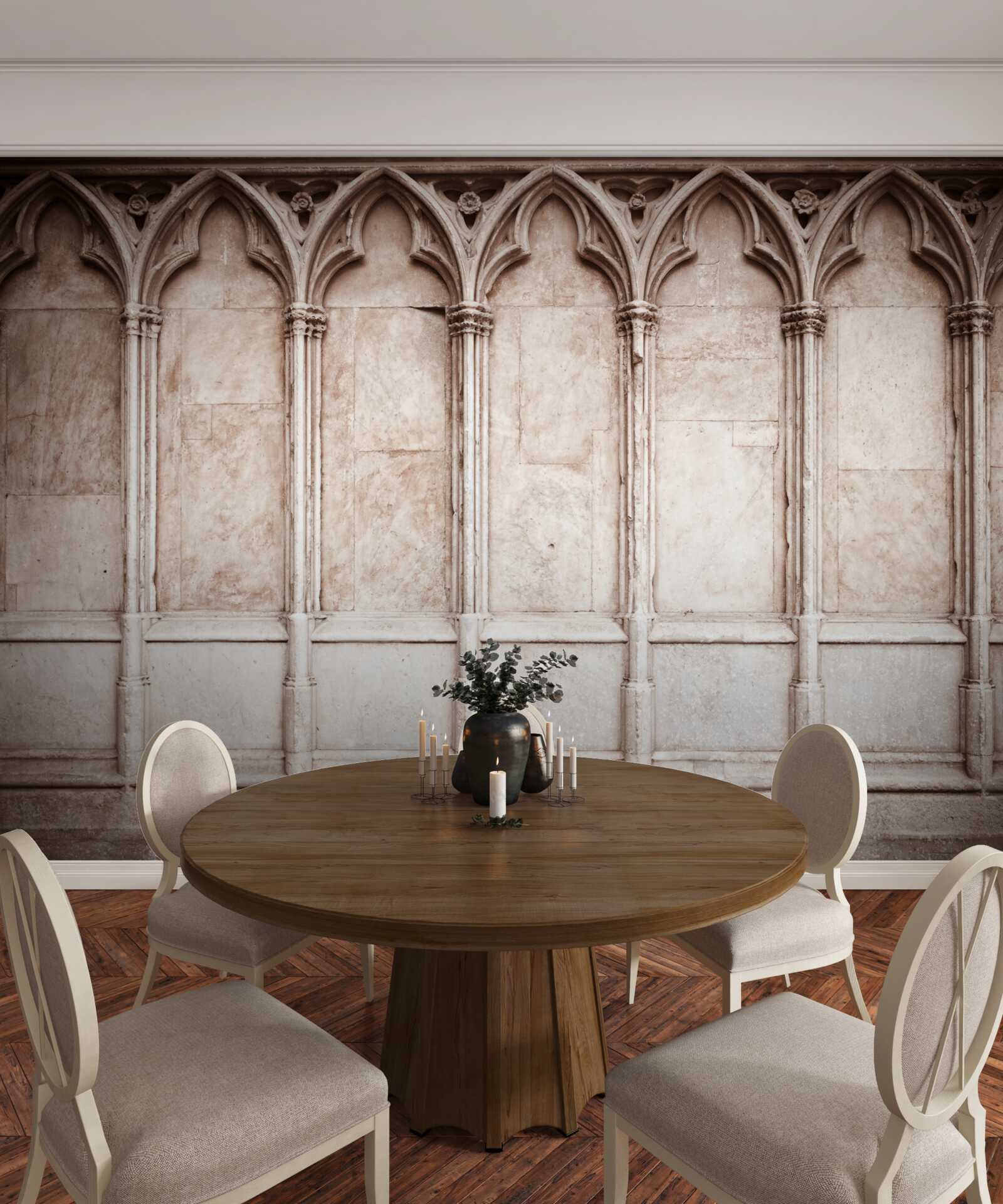 Papier peint arcs en pierre de style gothique